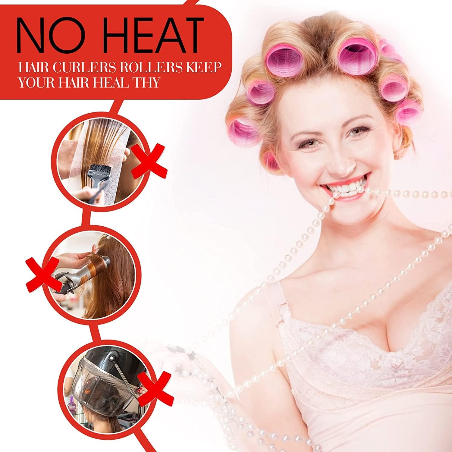 APOEM 12Pcs Self-Grip Hair Rollers & 12 Stainless Steel Duckbill Clips Set - Curling Rods for Long, Medium, Short Hair - Perfect for Women & Girls - Salon-Quality Styling at Home for Waves & Curls