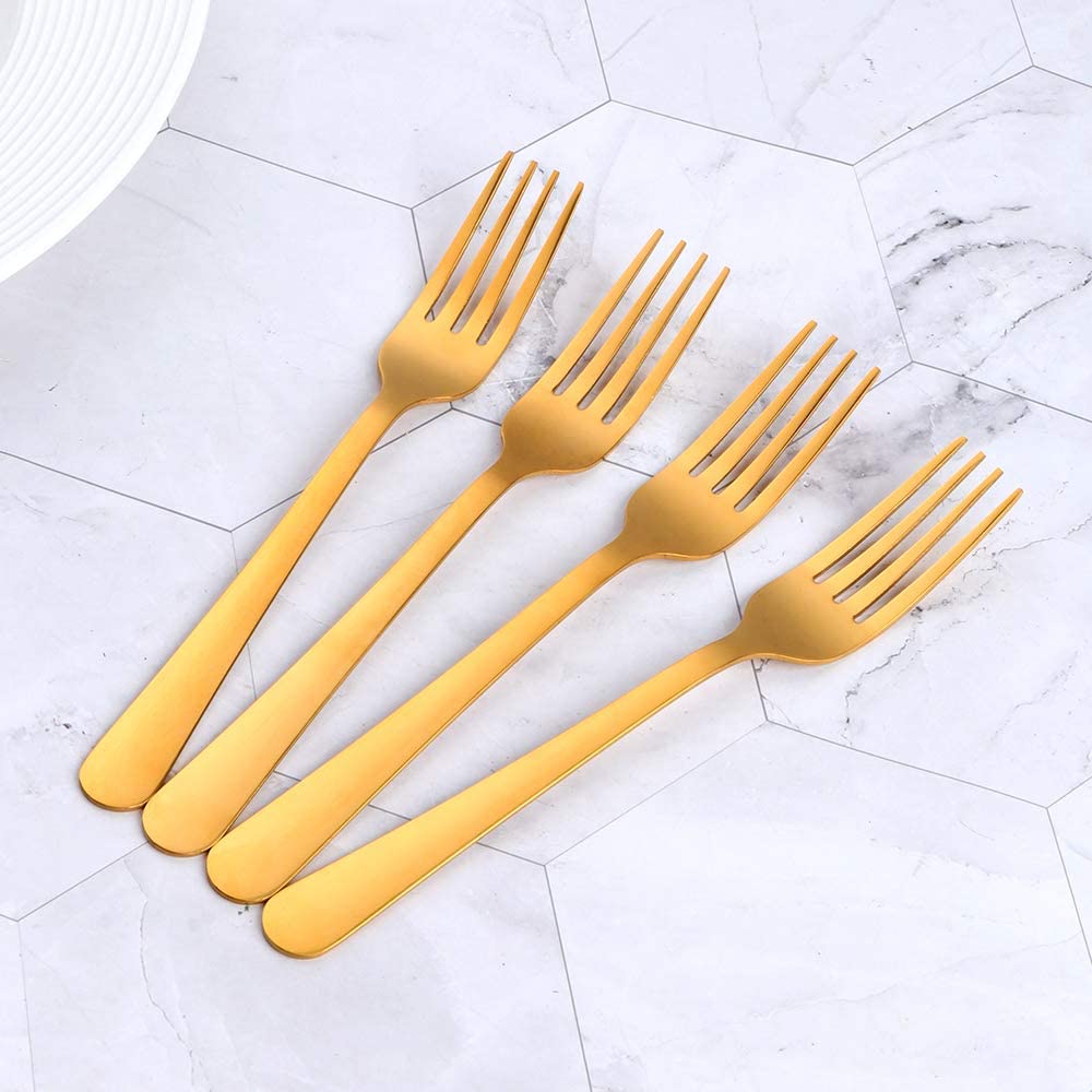Premium Stainless Steel Dinner Forks Set of 12 - Elegant Gold Flatware for Family Dining, Restaurants, Weddings & Parties | Perfect for Formal Occasions, Holiday Gatherings & Everyday Use