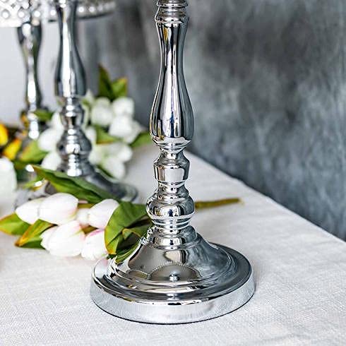 3-Piece Silver Pearl Cake Stand Set - Elegant Round Pedestal Dessert Stand for Cupcakes, Pastries & Wedding Cakes | Perfect for Weddings, Birthday Parties, Baby Showers & Tea Events - Durable Metal Display for Elegant Dessert Presentation