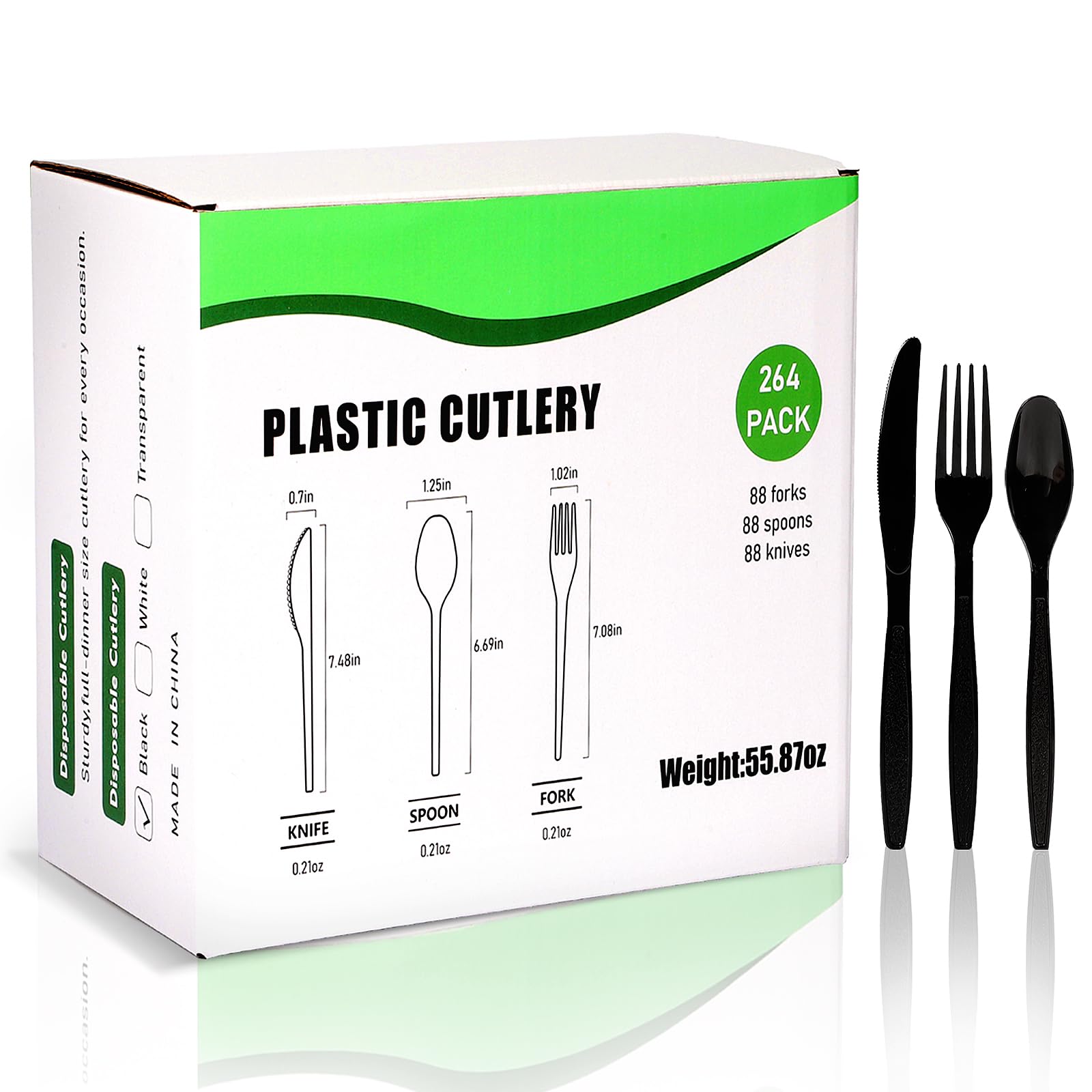 260 PCS Black Disposable Cutlery Set - Durable Plastic Forks Spoons Knives for Wedding Camping Travel