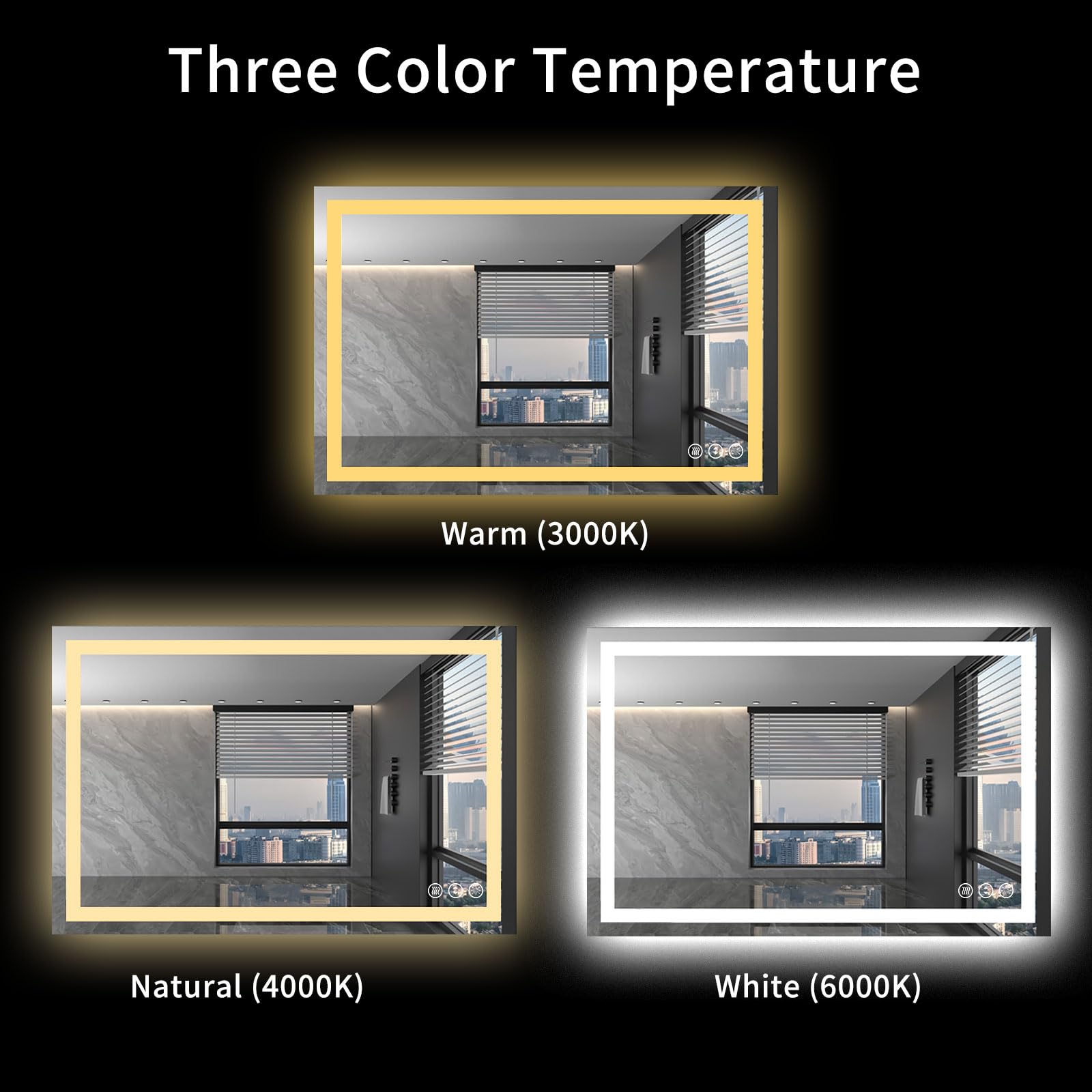 LOAAO 40X32 Inch LED Bathroom Mirror with Anti-Fog & Dimmable Backlit + Front Lighting - Waterproof Vanity Mirror with Memory Function & Tempered Glass - Perfect for Makeup, Shaving & Home Decor