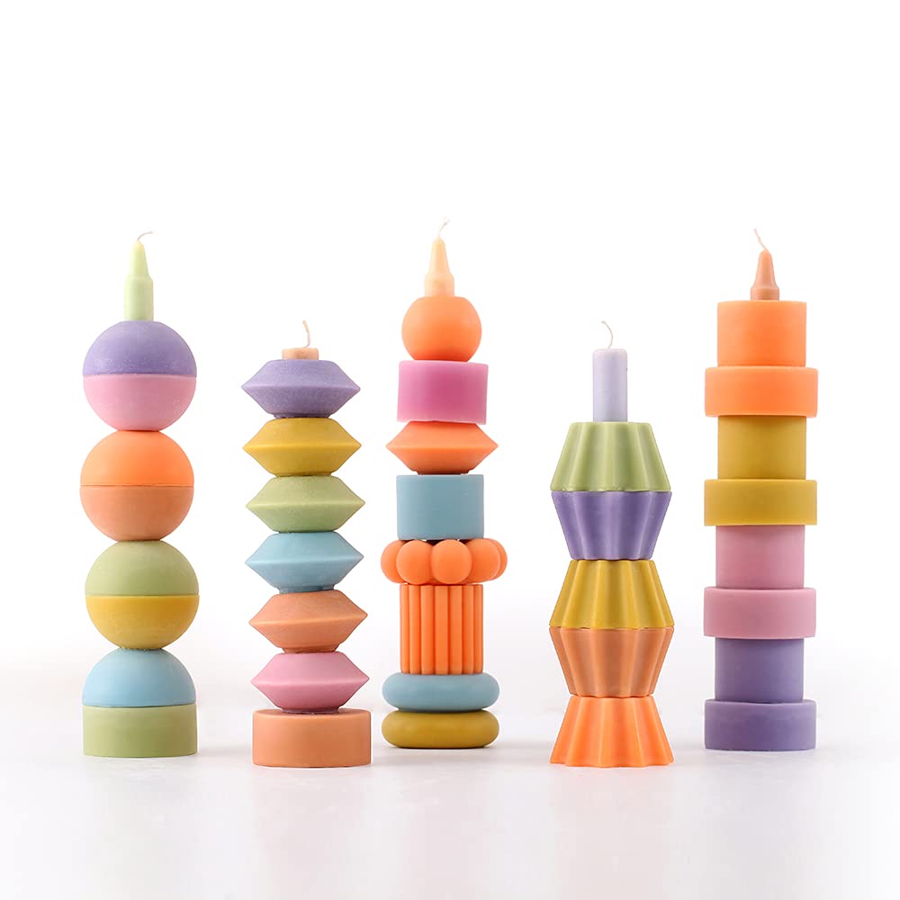 Premium Silicone Stackable Candle Molds Set - DIY Aromatherapy Candle Making Kit for Home Decor, Wedding Centerpieces & Spa Relaxation Gifts