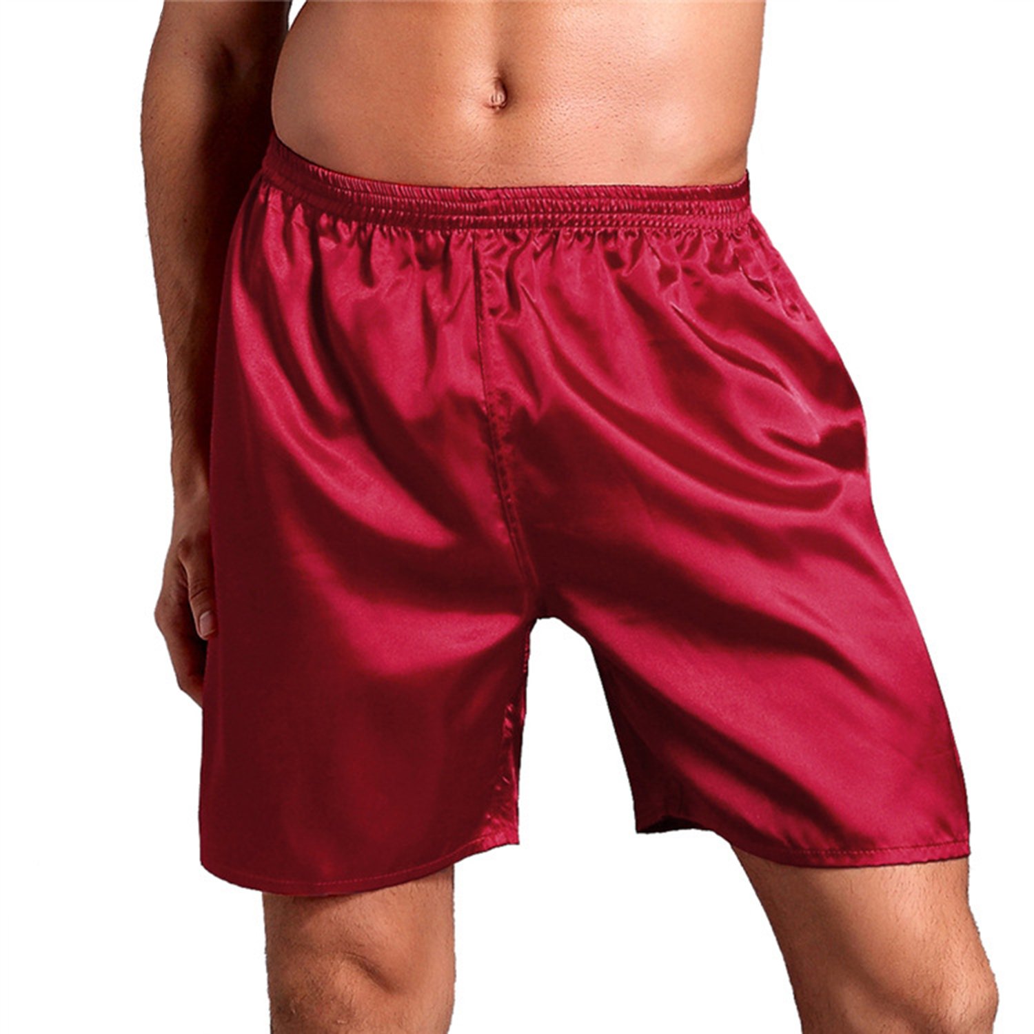 Men's Sleep Shorts - 2 Pack Satin Lounge Shorts for Comfortable Nightwear & Relaxation at Home
