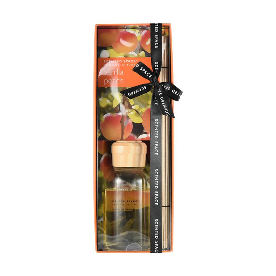 SCENTED SPACE 200mL Aromatherapy Essential Oil Diffuser - Peach Vanilla Scent for Home & Office - Relaxing Fragrance for Bedroom, Living Room, Spa