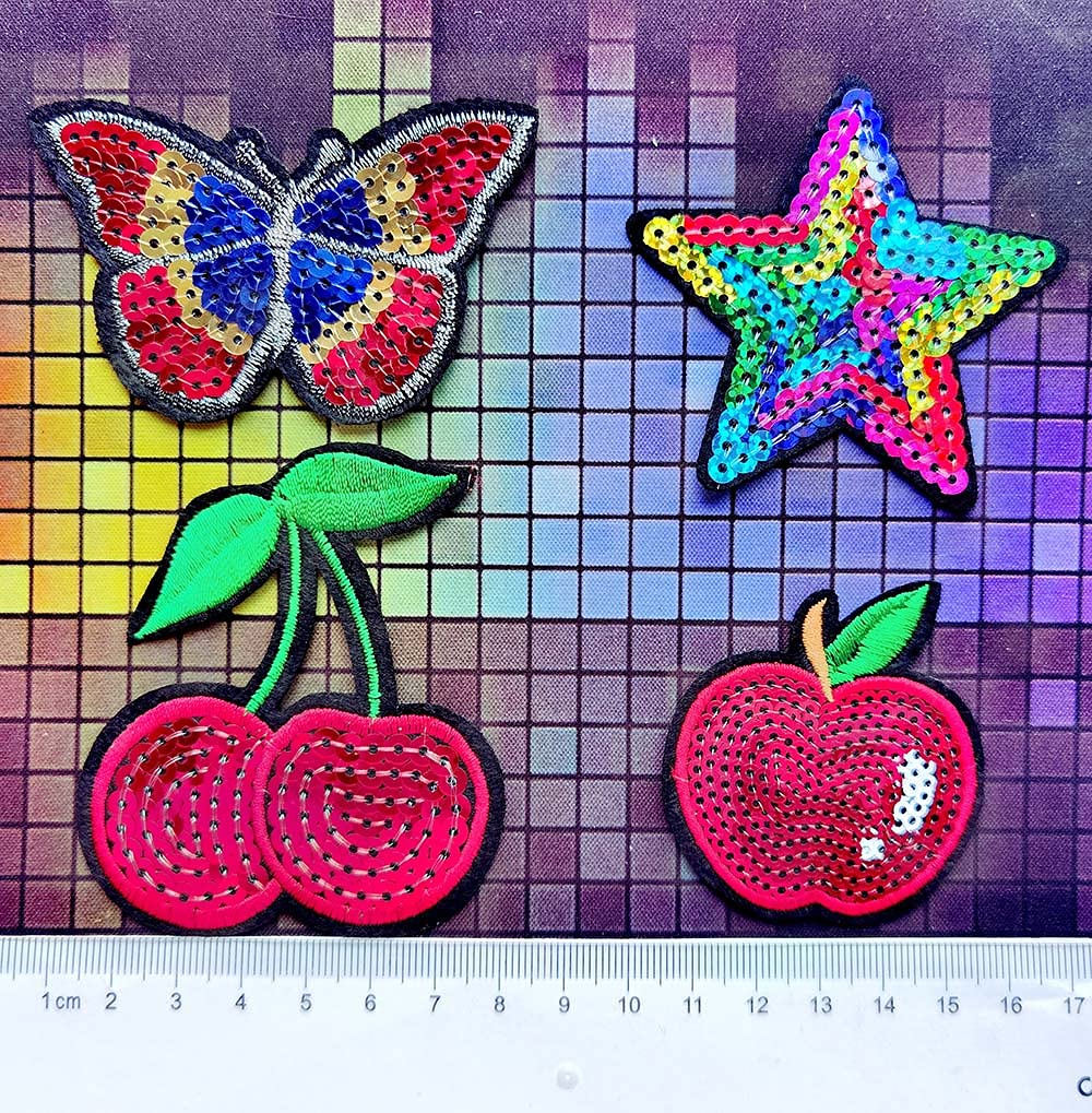 32pcs Assorted Styles Sequins Sew-on/Iron-on Embroidered Patches for Clothes, Hats, Pants, Shoes & DIY Crafts - Perfect for Fashion Upgrades, Home Decor & Personalized Gifts (Qingxi Charm Collection)