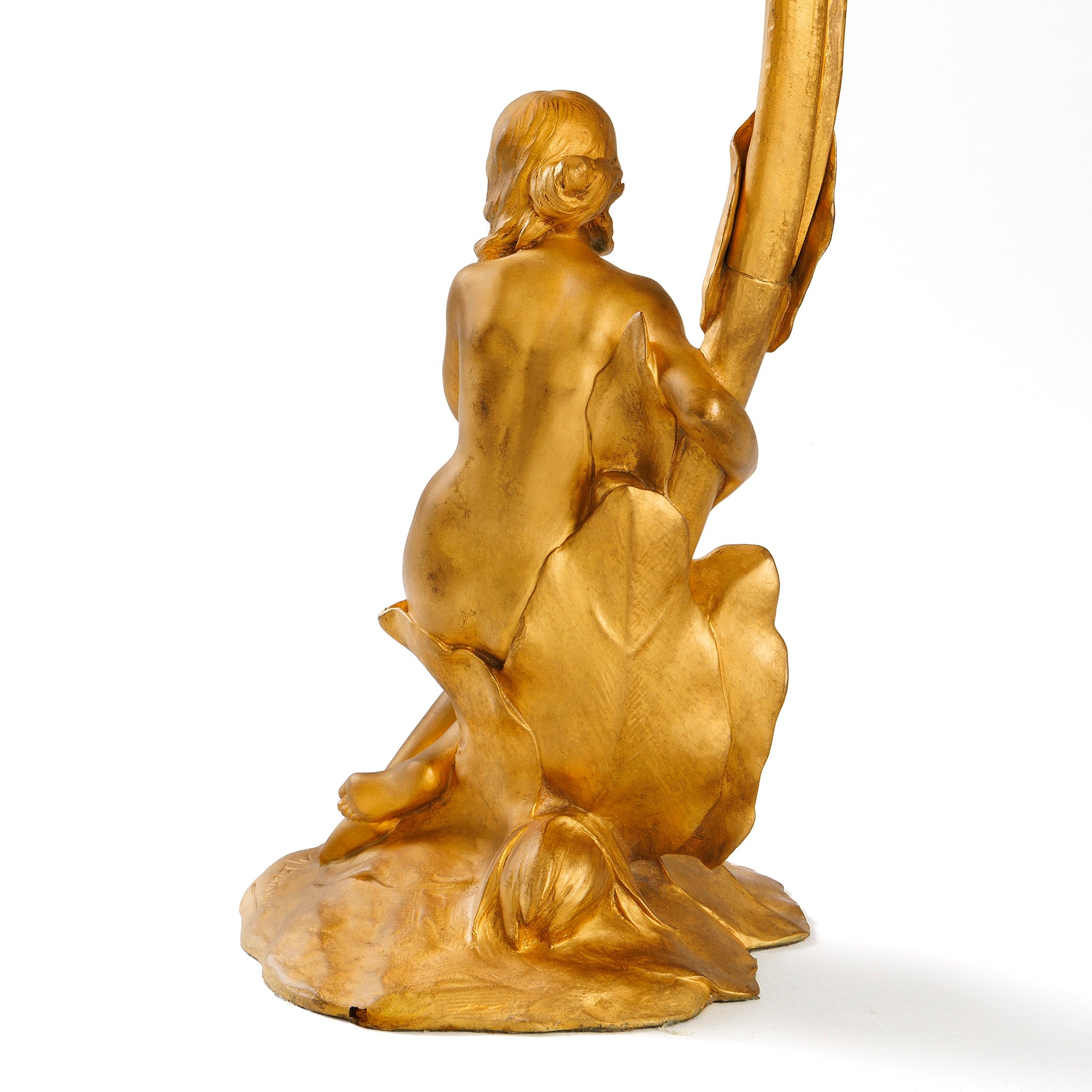 Maurice Bouval Femme aux Nénuphars Art Nouveau Figural Sculpture with LED Lighting - Elegant Home Decor for Living Room, Bedroom, or Office