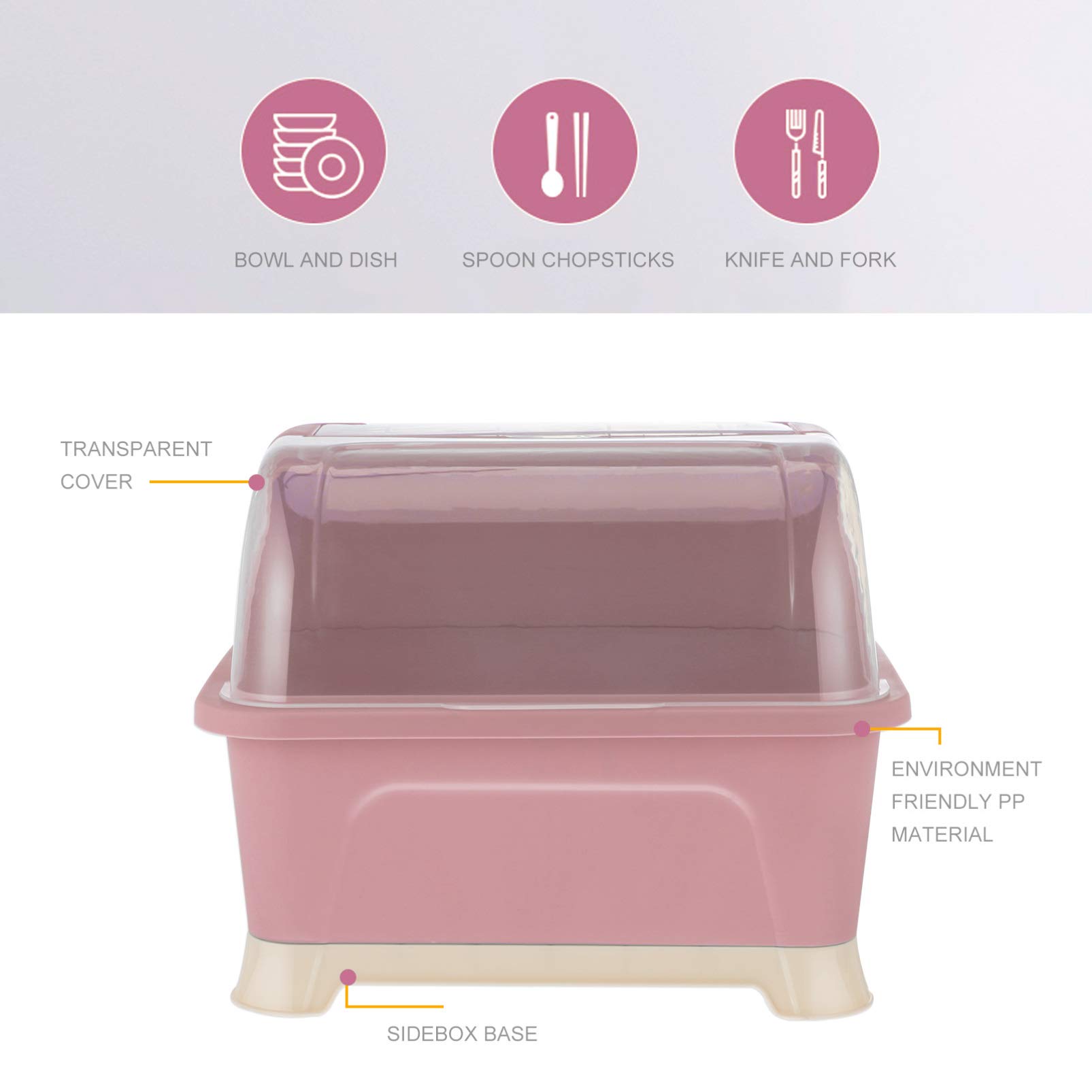Hemoton 1-Piece Plastic Drain Basket - Kitchen Dish Rack Organizer with Chopsticks Holder, Bread Plate & Baby Cup Storage | Perfect for Countertop, Sink & Cabinet Organization