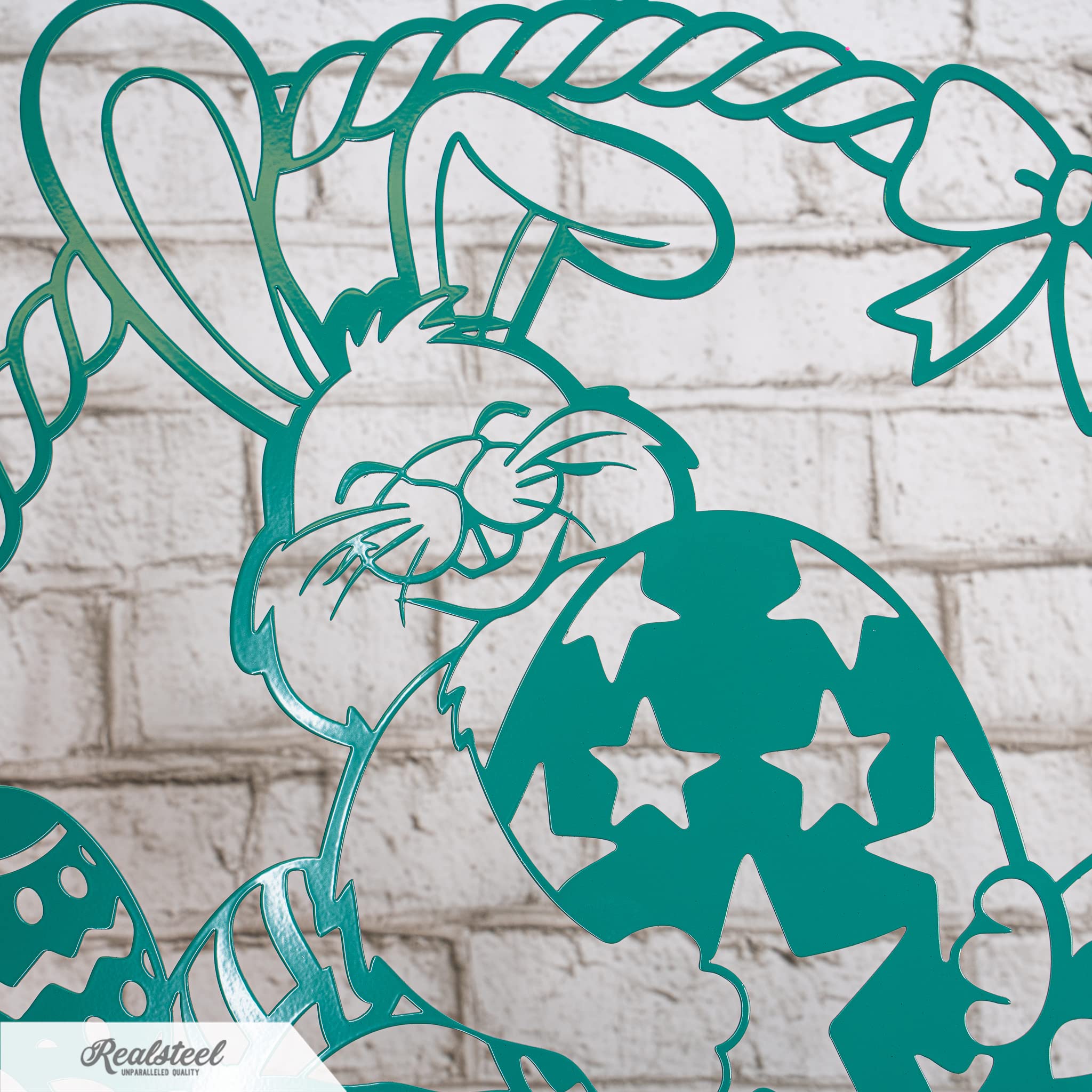 RealSteel Easter Bunny Monogram - Custom Spring Home Decor - Personalized Rabbit & Easter Egg Basket Wall Art - 14