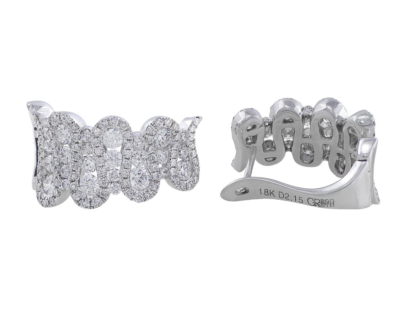 18K White Gold Diamond Wave Earrings for Women - Elegant Dangle Drop Earrings for Wedding, Party & Evening Wear