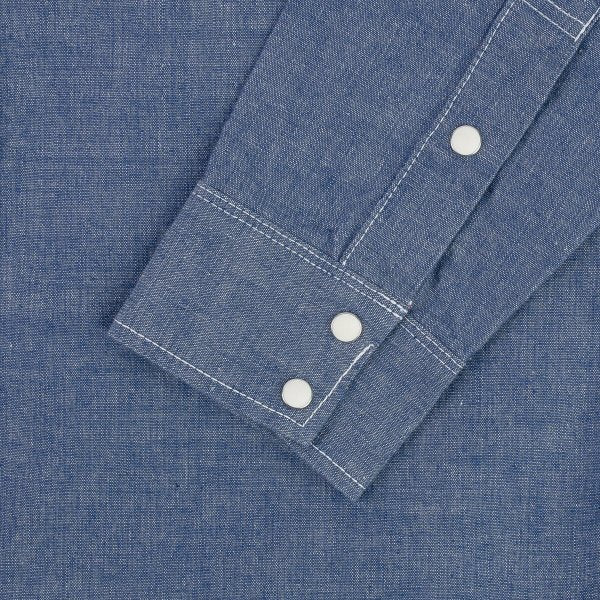 Iron Heart IHSH-13 10oz Selvedge Chambray Western Shirt - Premium Denim Work Shirt for Men in Classic Blue | Ranch Work, Casual Wear & Outdoor Adventures