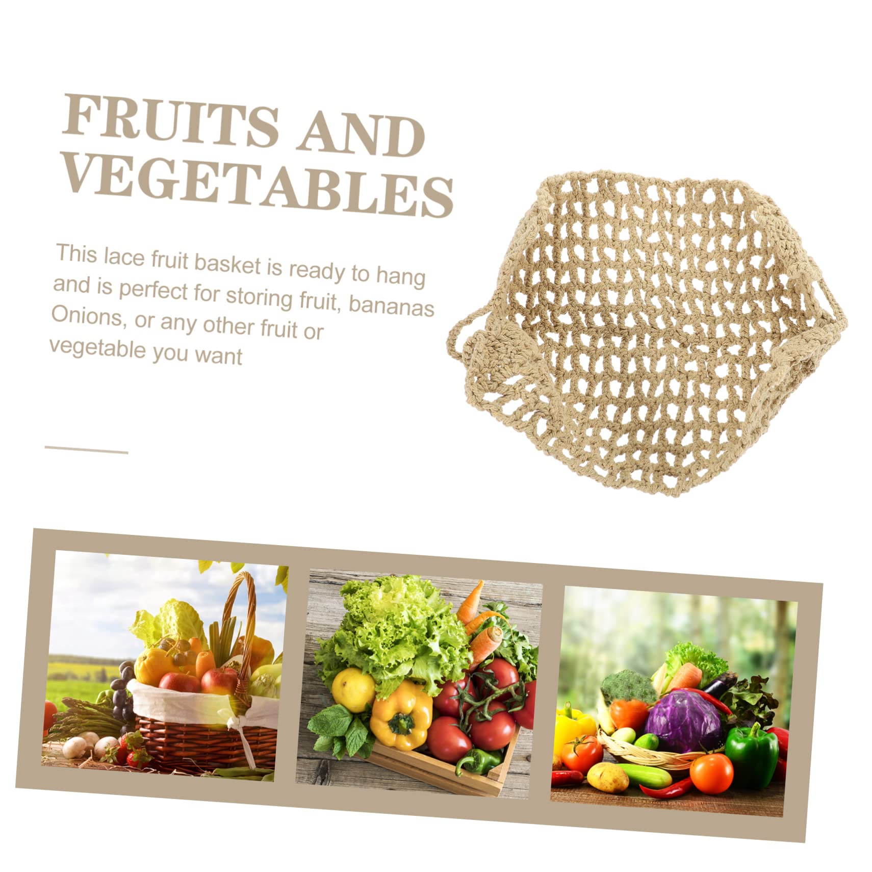 4-Pack Cotton Rope Hanging Baskets for Fruits & Vegetables - Sturdy Kitchen Storage Organizer, Wall Mounted Home Decor for Fresh Produce, Spices & Small Items - Perfect for Pantry, Garden & Farmhouse Style Kitchens