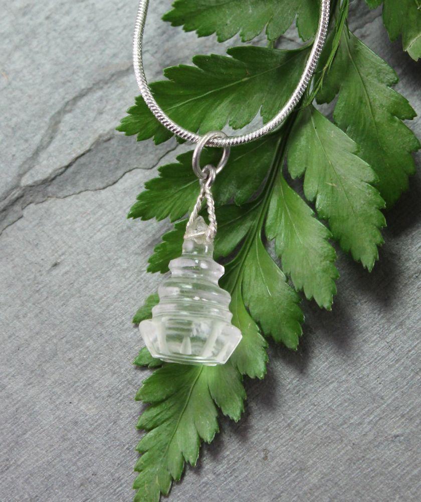 Hand Carved Crystal Stupa Pendant - Spiritual Buddhist Meditation Jewelry for Men & Women - Perfect for Yoga, Mindfulness Practice & Energy Healing