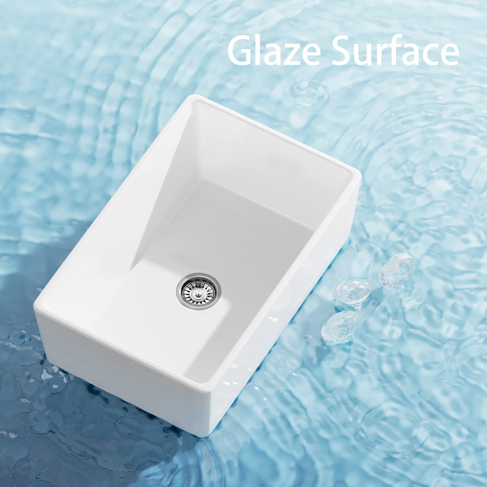 24 Inch White Farmhouse Sink - CELAENO Luxury Fireclay Porcelain Apron Sink with Bottom Grid & Strainer | Perfect for Small Kitchens, Laundry Rooms & Rustic Home Decor