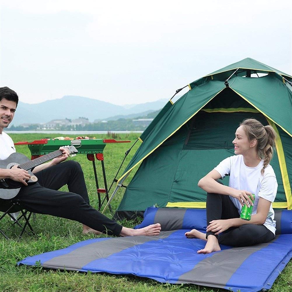 2 Person Self-Inflating Camping Sleeping Pad - Ultralight Compact Air Mattress with Pillow for Backpacking, Hiking & Outdoor Adventures (Green) - Perfect for Couples Camping, Backcountry Trips & Tent Comfort