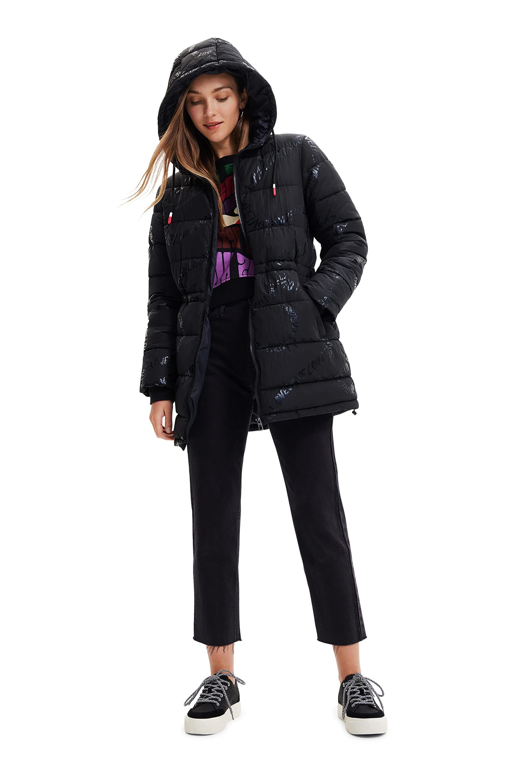 Desigual Women's Padded Long Winter Overcoat - Warm Fleece Lined Trench Coat for Cold Weather, Windproof & Water Resistant | Perfect for Office, Travel & Outdoor Activities