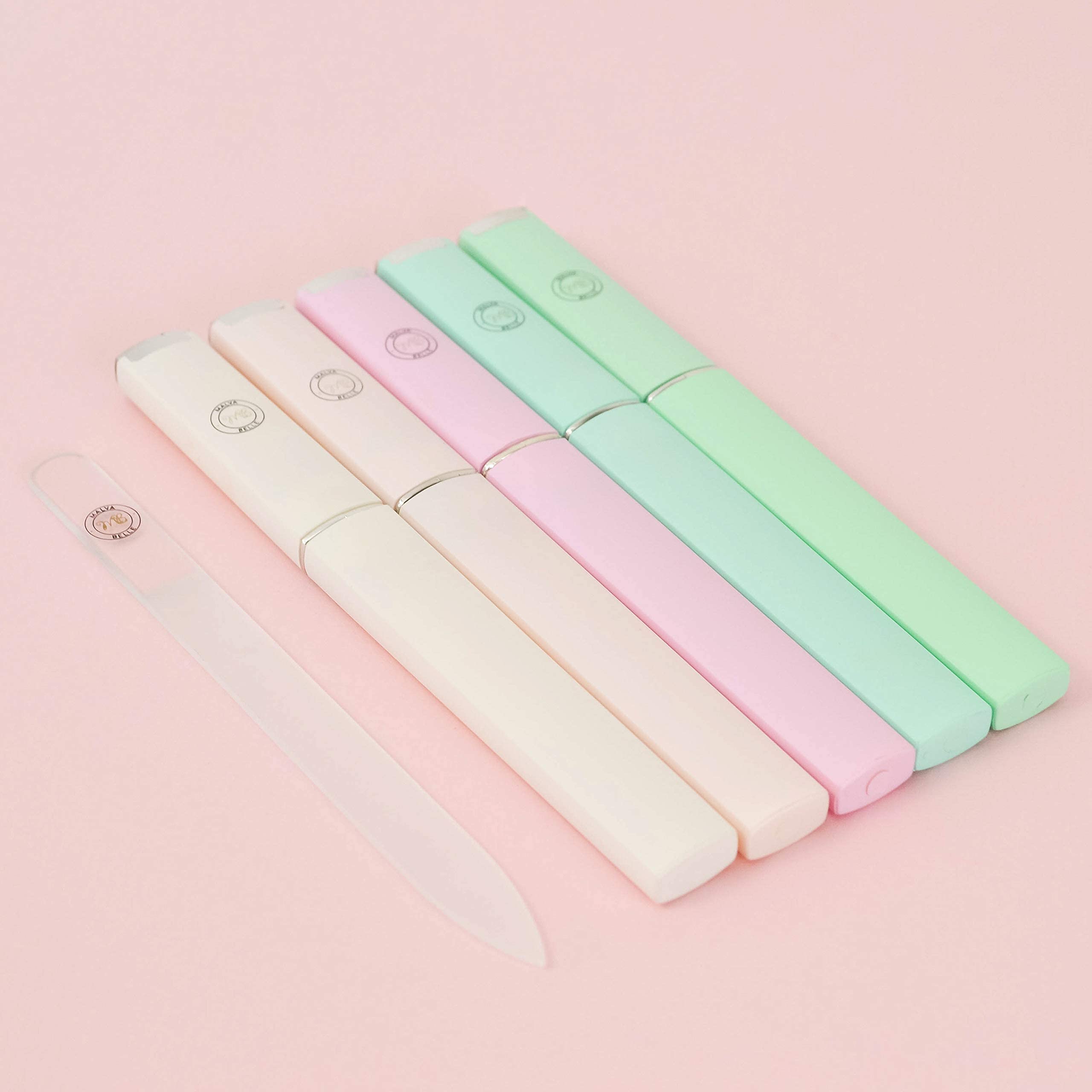 Premium Crystal Glass Nail File Set for Women - Professional Nail Shaper & Travel Case - 3mm Heavy Duty Nail File for Natural & Gel Nails - White Nail Care Essentials | Perfect for Home Manicures, Travel & Salon Use