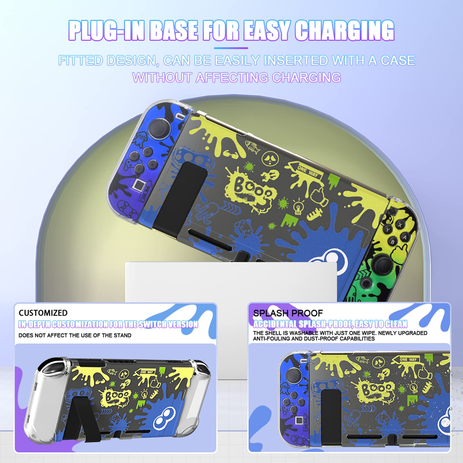 Nintendo Switch Case with Screen Protector, Playstand & Thumb Grip Caps - Protective Cover for Nintendo Switch Console - Perfect for Travel, Gaming On-The-Go & Home Entertainment