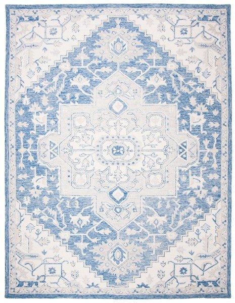 Hand Woven Blue & Ivory Wool Area Rug - Traditional Persian Style, Soft & Durable - Perfect for Living Room, Bedroom, or Office Decor