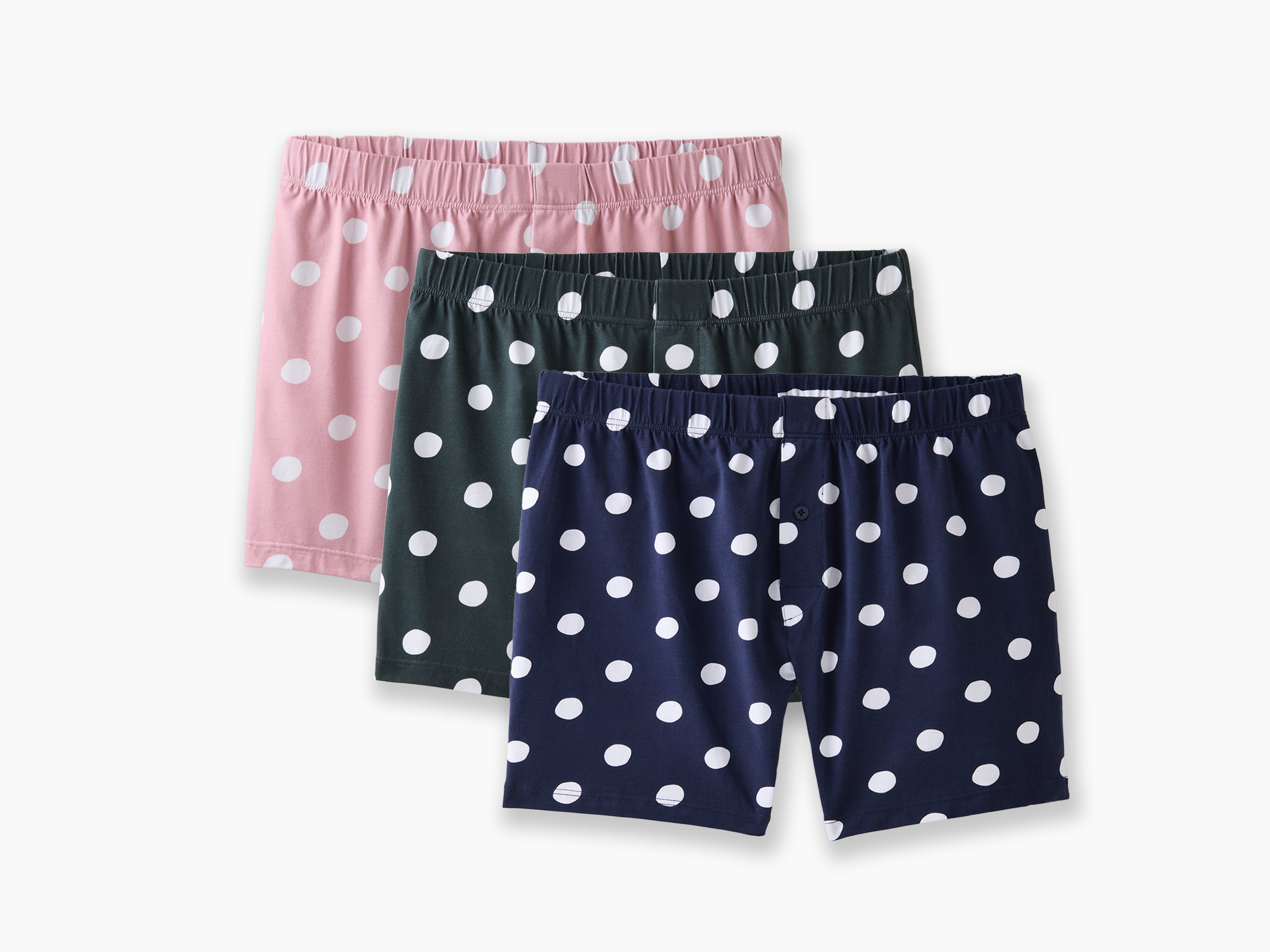 Slim Fit Boxer Briefs for Men - 3 Pack Soft Cotton Underwear with Hand-Drawn Dots Design | Comfortable Everyday Wear, Gym & Sleep