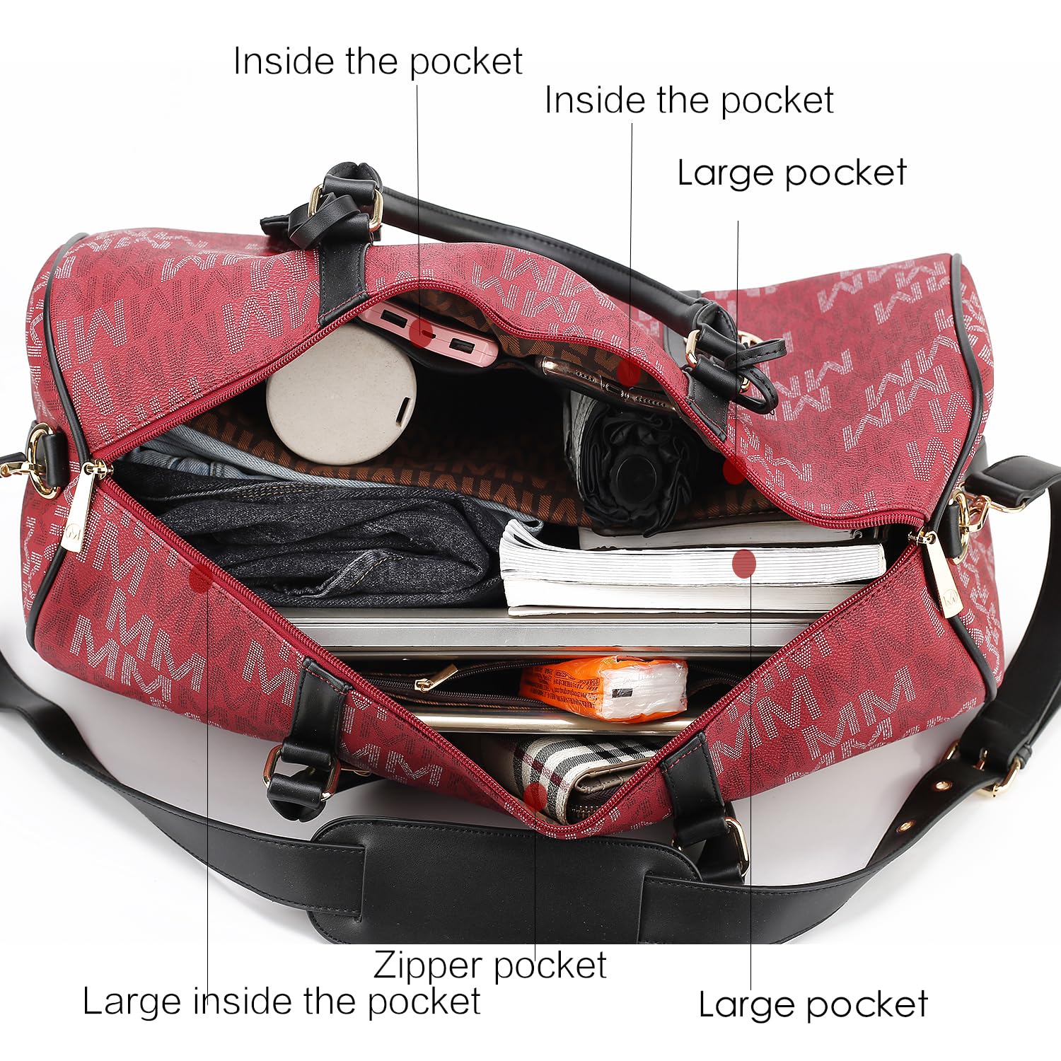 MKF Collection Women's Duffel Bag - Stylish Carry On Luggage & Weekender Travel Bag for Gym, Work, Weekend Getaways & Business Trips