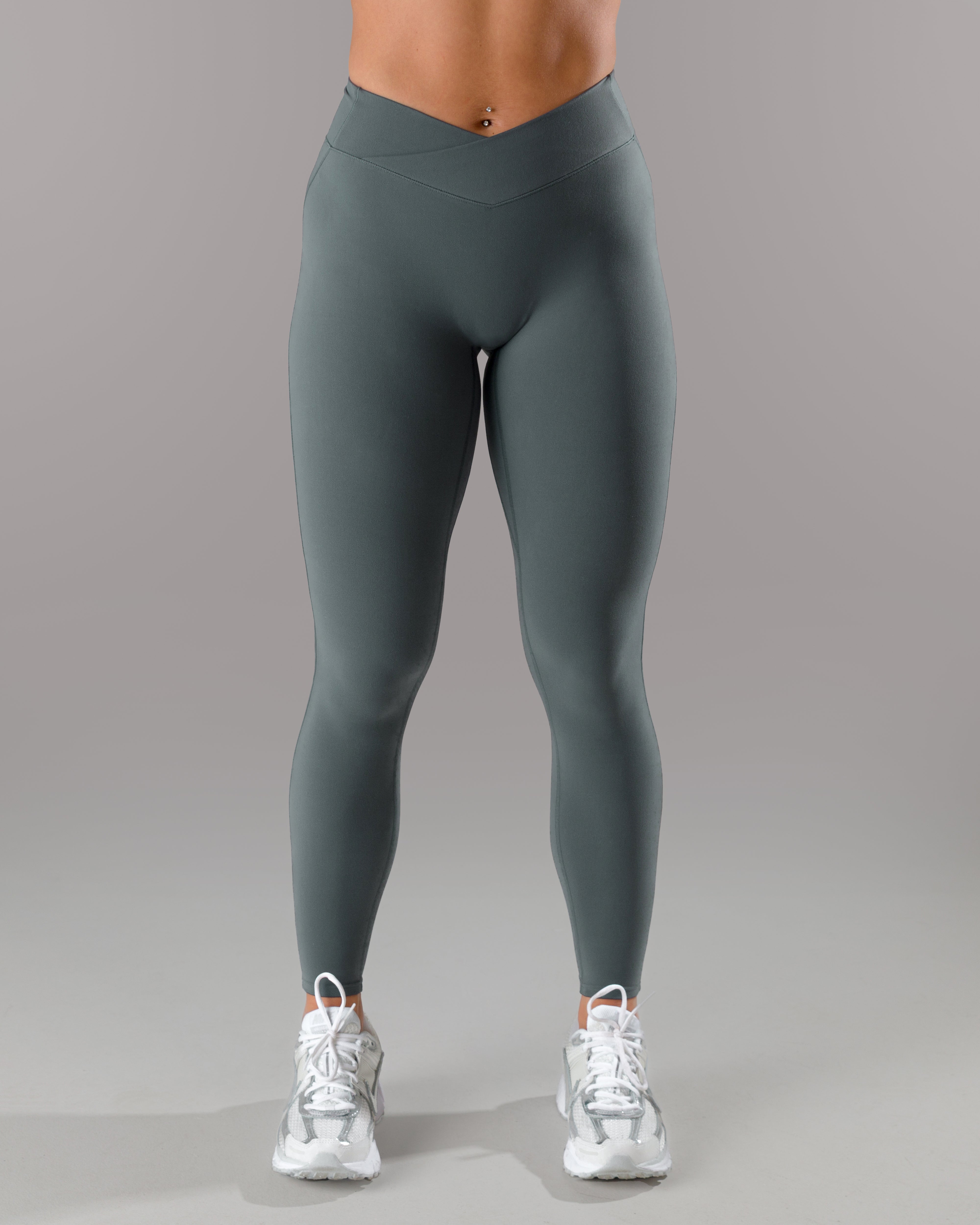 High Waist Wrap Leggings for Women - Dark Navy - Comfortable & Stretchy Yoga Pants for Workout, Lounge & Everyday Wear