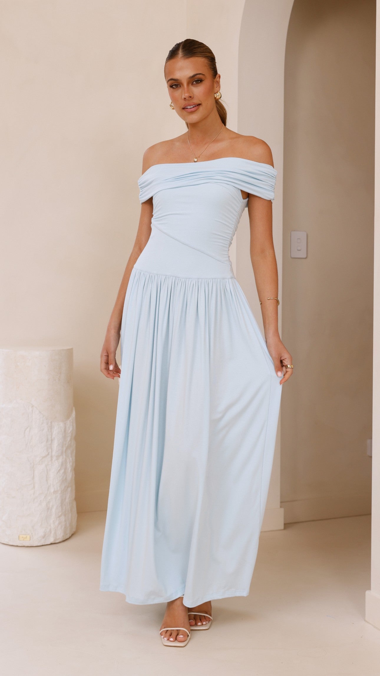 Manalla Maxi Dress for Women - Sky Blue Flowy Long Summer Dress - Perfect for Beach, Vacation & Casual Wear