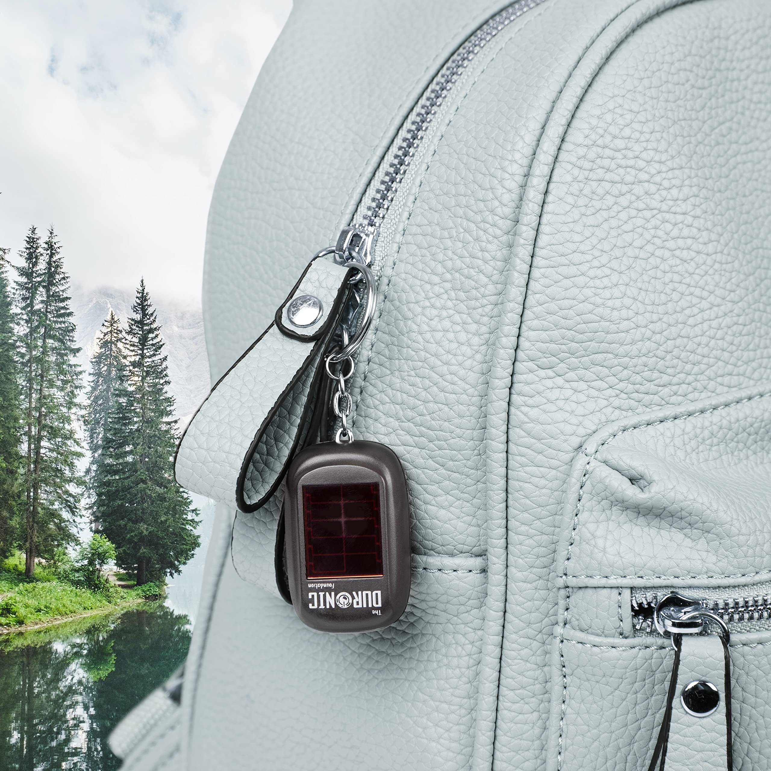 Duronic Keyring LED Torch DF01 - Rechargeable Pocket Flashlight with 2-Way Charging (Solar Panel & Hand Crank), 8 Lumens, Battery-Free Keychain Light for Camping, Hiking & Emergency Use