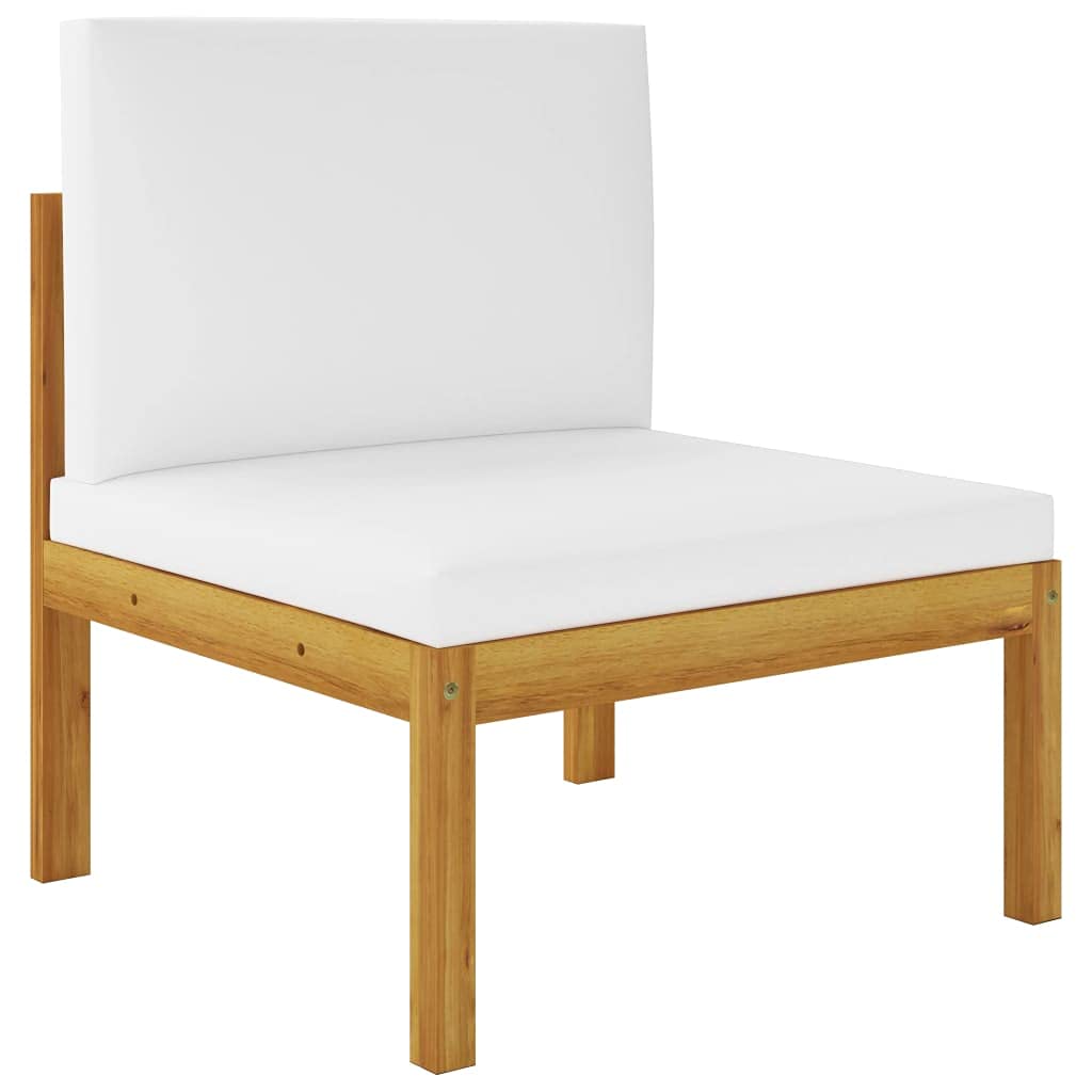 11-Piece Patio Lounge Set with Cushions - Cream Solid Acacia Wood Furniture (219 lbs) - Perfect for Outdoor Relaxation, Backyard, Garden & Poolside