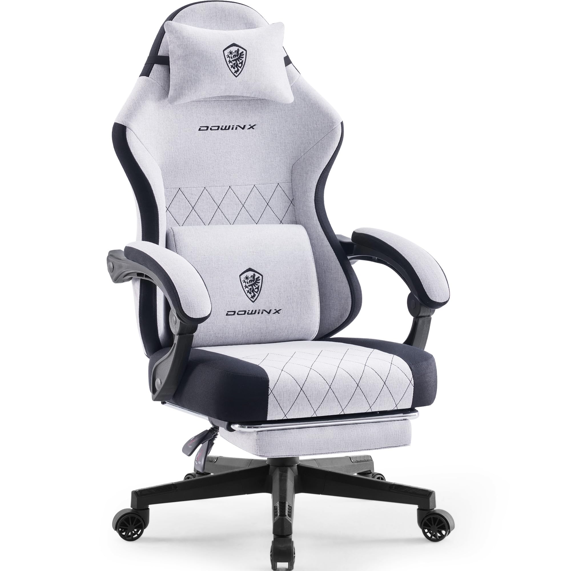 Dowinx Ergonomic Gaming Chair with Pocket Spring Cushion & Lumbar Support - High Back Office Computer Chair with Footrest for Adults - 300LBS Capacity Swivel Game Chair (Black/Gray) - Perfect for Home Office, Gaming Setup & Esports Tournaments