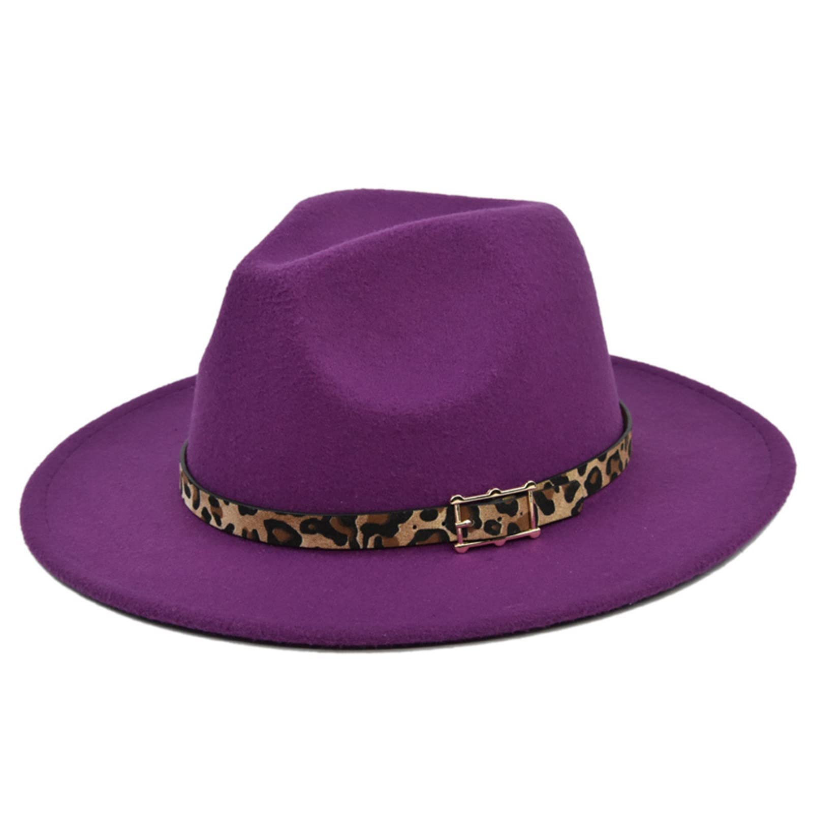 Leopard Print Panama Belt Fedora Hat for Women - Stylish Wide Brim Baseball Cap with Adjustable Buckle - Perfect for Outdoor Activities, Beach Vacations & Fashion Accessories