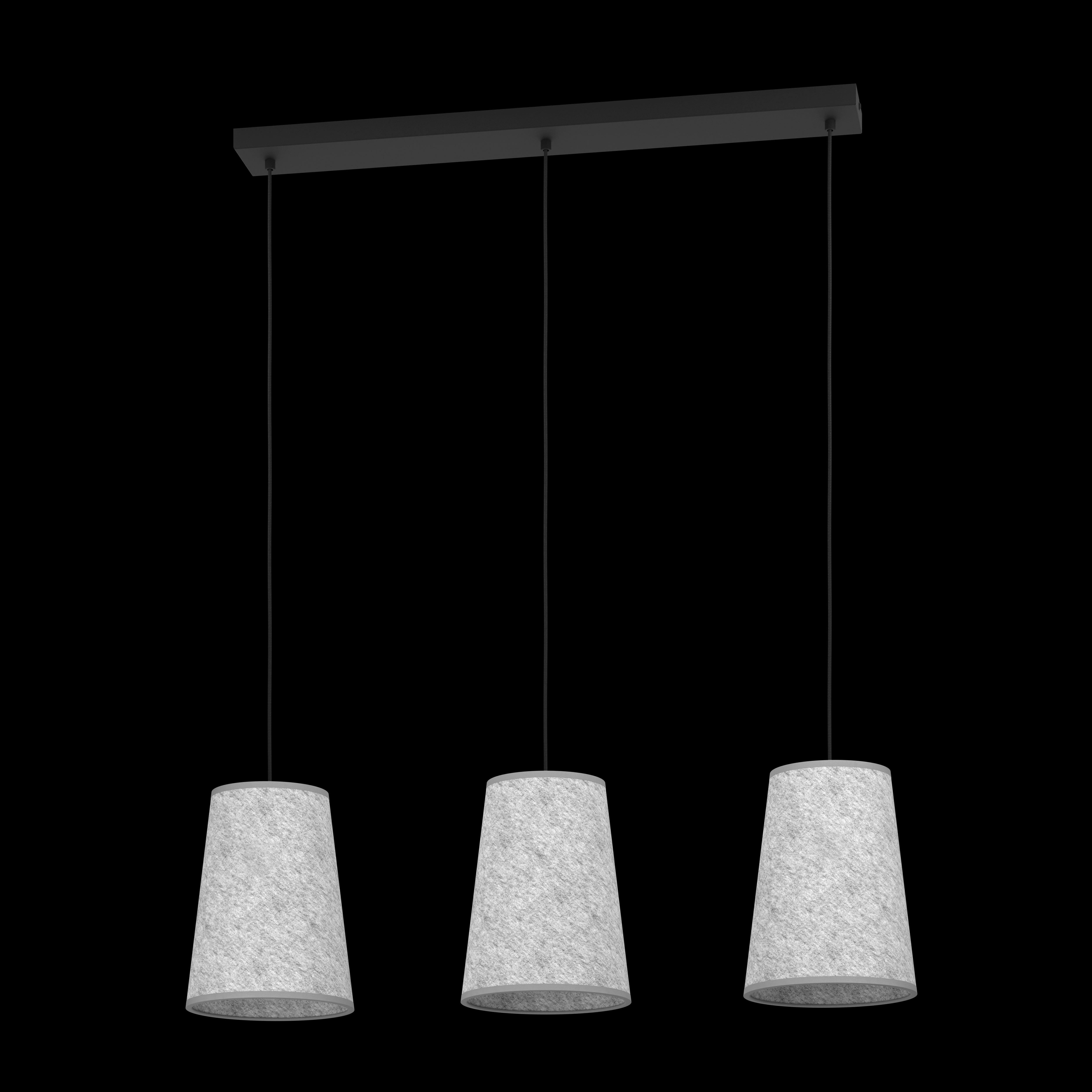 Eglo Alsager 3-Light Grey Felt Conical Ceiling Pendant - Modern Hanging Light Fixture for Dining Room, Kitchen Island & Bedroom Lighting