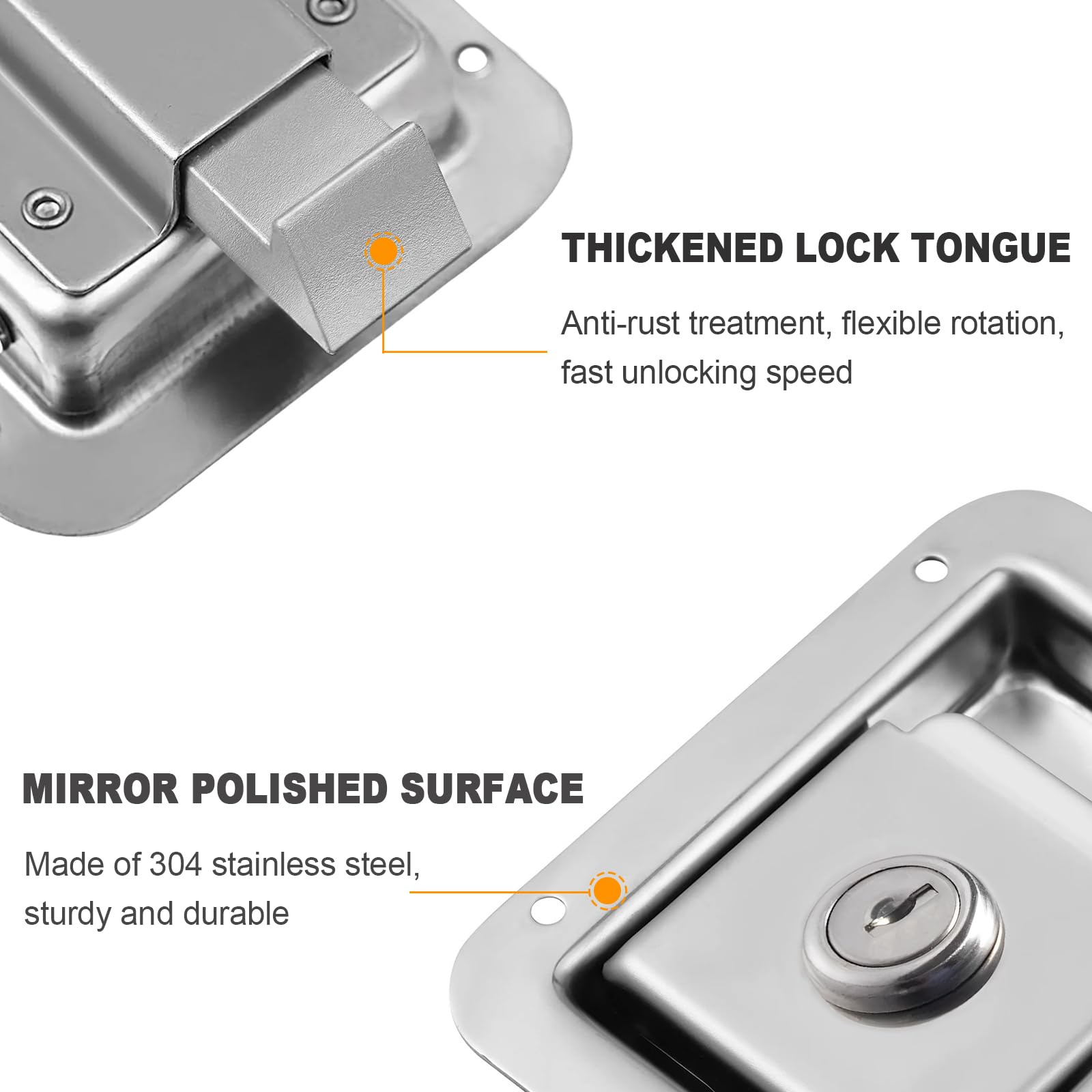 Stainless Steel Truck Tool Box Latch & Trailer Paddle Lock - 2 Pack Flush Mount Handle with Keys for Truck, Trailer, RV, Yacht, ATV, UTV | Secure Storage Solution for Outdoor Adventures & Vehicle Maintenance