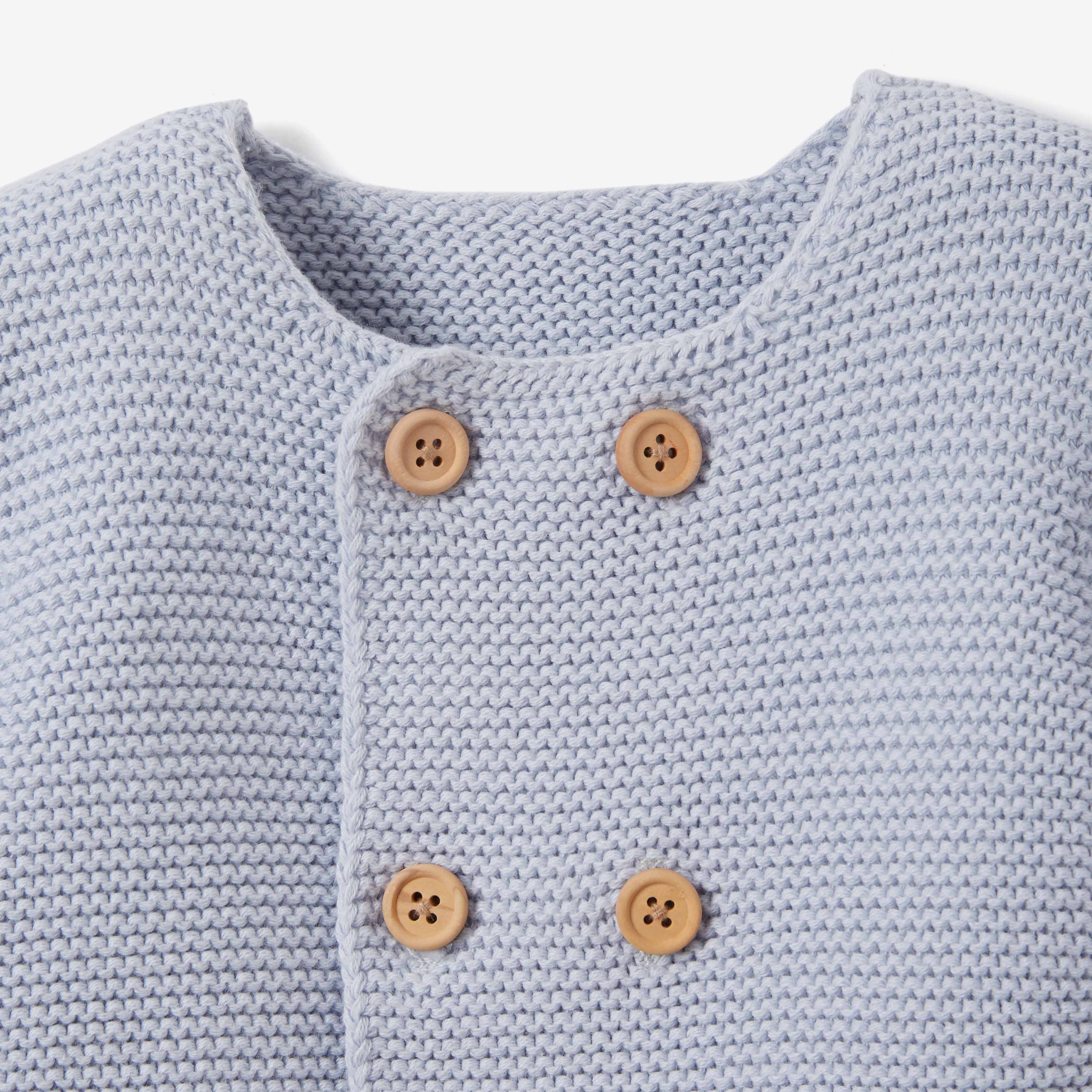 Sofia & Finn Soft Halogen Blue Knit Baby Cardigan - Cozy & Stylish Newborn Outfit for Photos, Parties & Everyday Wear