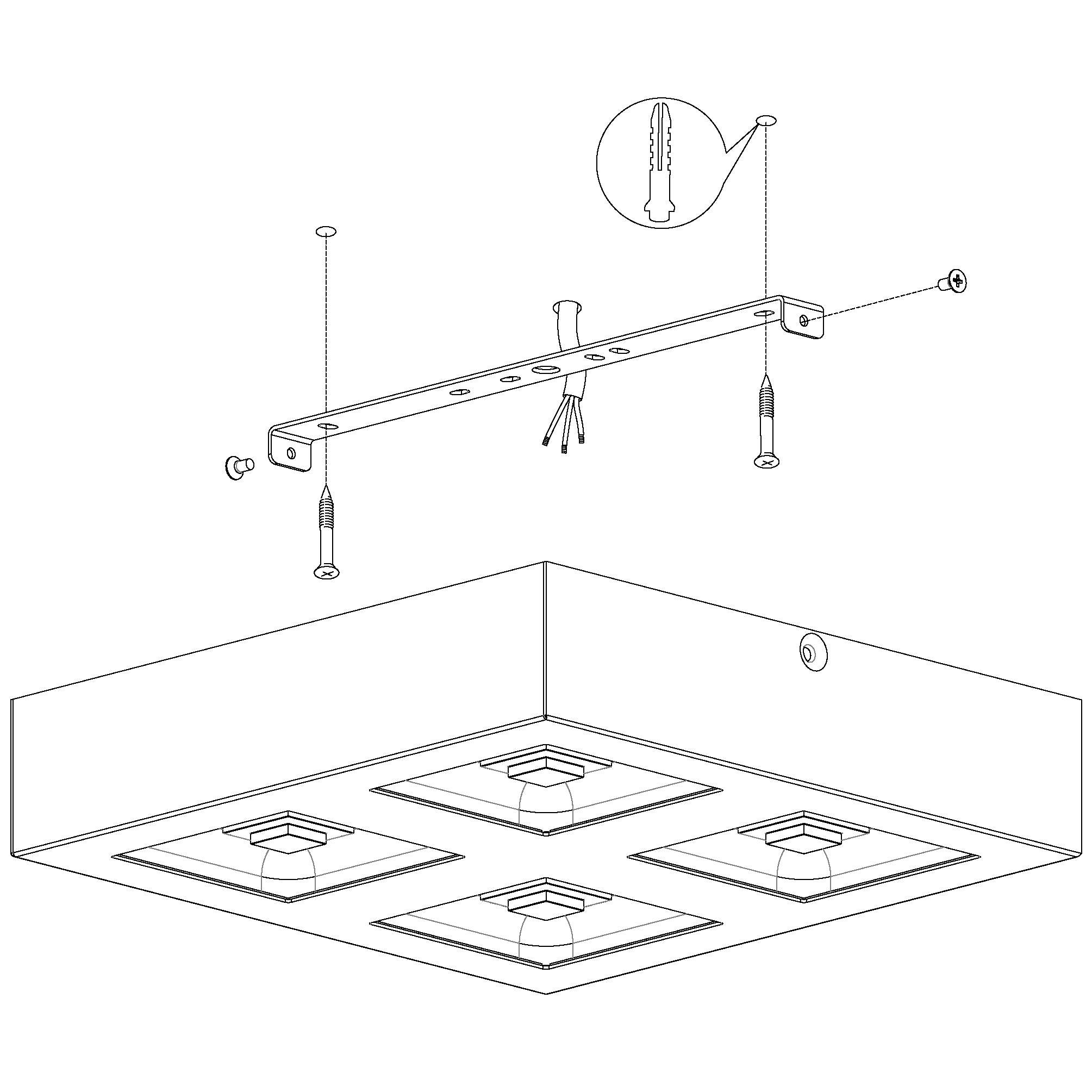 Eglo Ferreros 27cm Square White LED Flush Mount Ceiling Light - Modern & Energy-Efficient Lighting for Bedroom, Kitchen, or Hallway