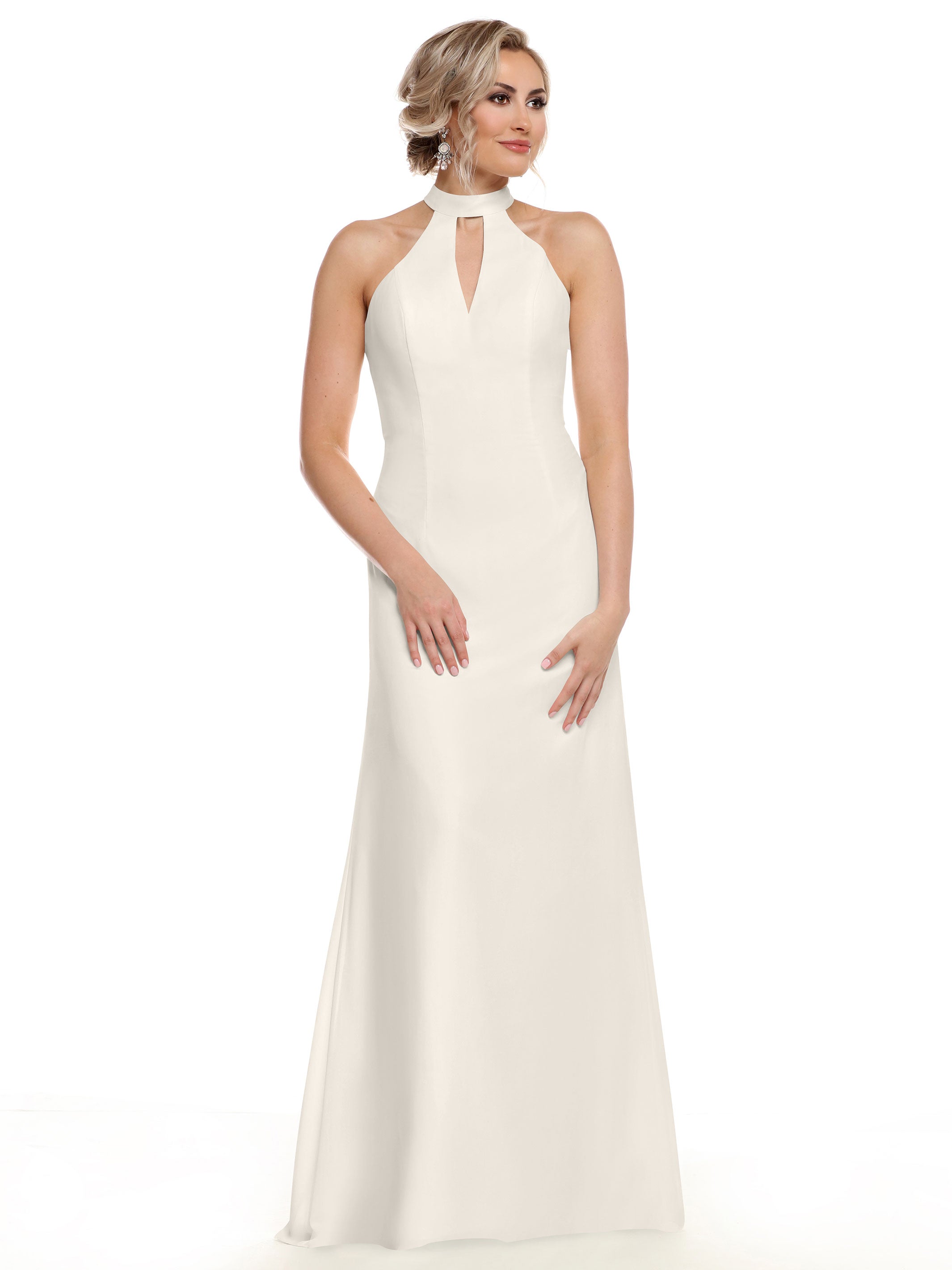 Elegant 80138 Chiffon A-Line Bridesmaid Dress with Keyhole Halter Neckline - Perfect for Weddings, Formal Events & Special Occasions