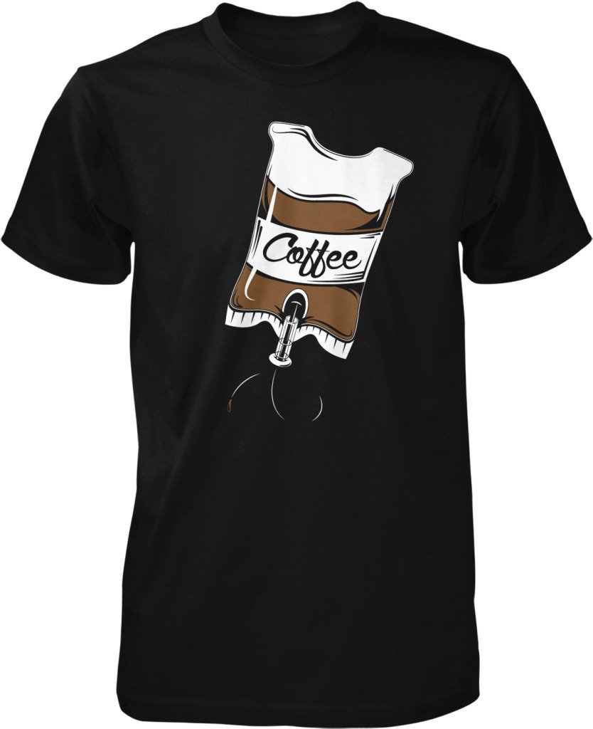 Caffeine Lover's IV Coffee Bag Graphic T-Shirt for Men - Funny Espresso Cappuccino Design - Perfect for Coffee Enthusiasts & Baristas