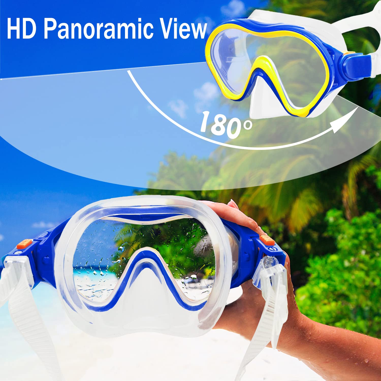 Kids Snorkel Set - Diving Mask, Adjustable Swim Fins & Anti-Fog Snorkel Gear with Mesh Bag | Perfect for Snorkeling, Swimming & Beach Vacations | Ideal for Pool Parties, Ocean Adventures & Family Water Activities