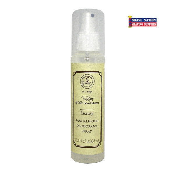 Taylor of Old Bond Street Sandalwood Deodorant Spray for Men - Long Lasting Freshness & Natural Fragrance - Ideal for Daily Use, Gym & Office