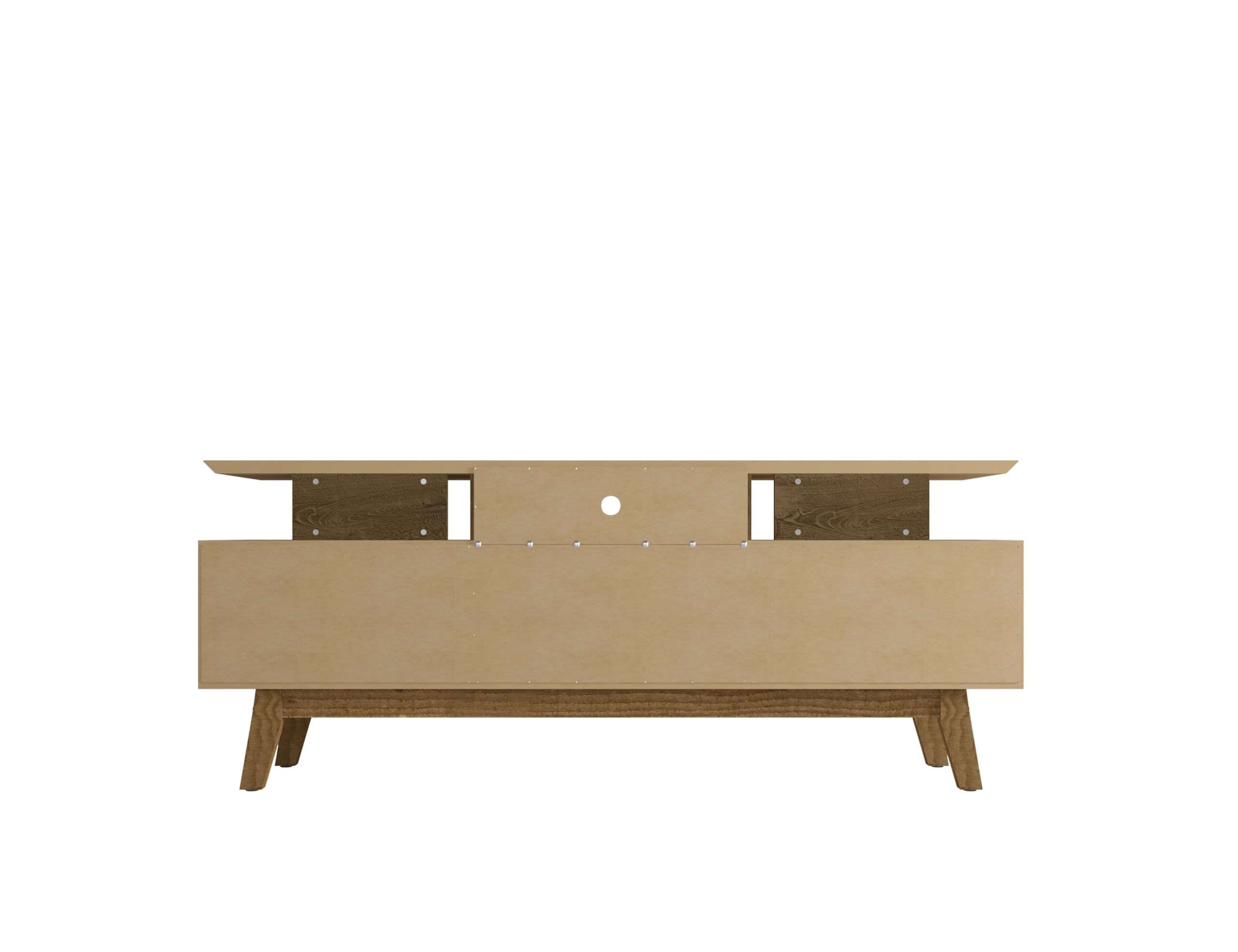 Mid Century Modern TV Stand with Storage - 71 Inch Rustic Brown Media Console, 3 Flip Down Doors & Wire Management Hole, Fits 60