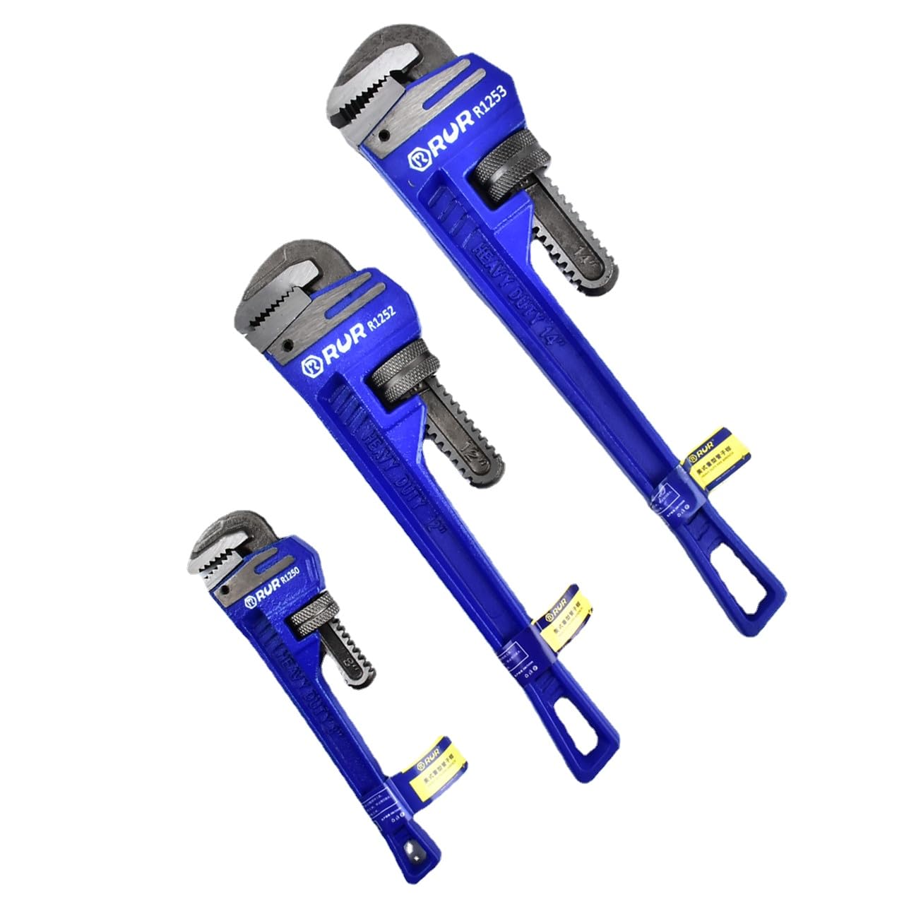 3Pcs Heavy Duty Pipe Wrench Set (8, 12 & 18 Inch) - Adjustable Straight Plumber Wrench with Non-Slip Grip for Plumbing, HVAC & DIY Home Repairs - Perfect for Pipe Fittings, Faucet Installations & Mechanical Work