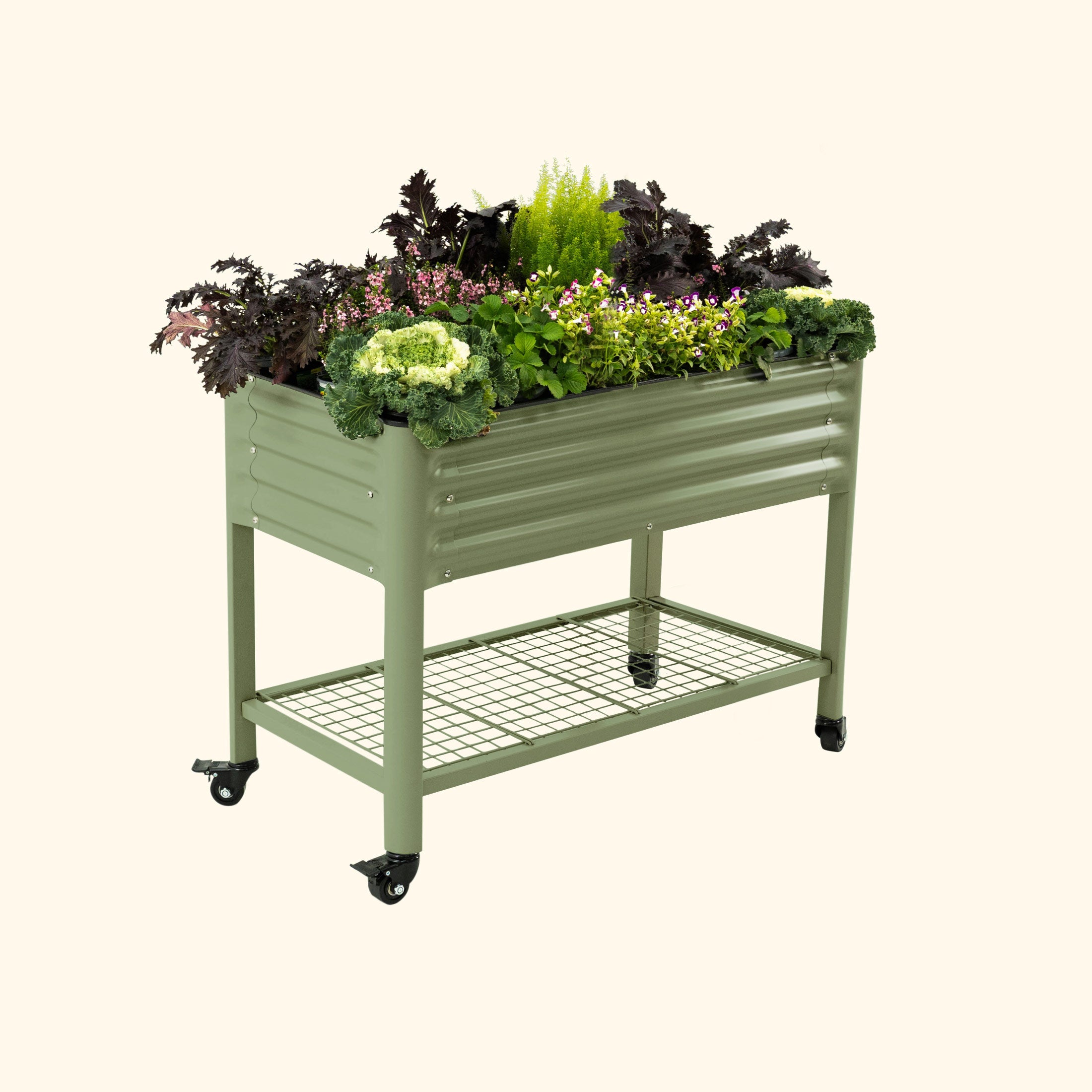 JP's Elevated Garden Bed V Series - 2' x 4' Raised Planter Box with Wheels for Easy Mobility | Perfect for Patio, Deck, and Small Space Gardening