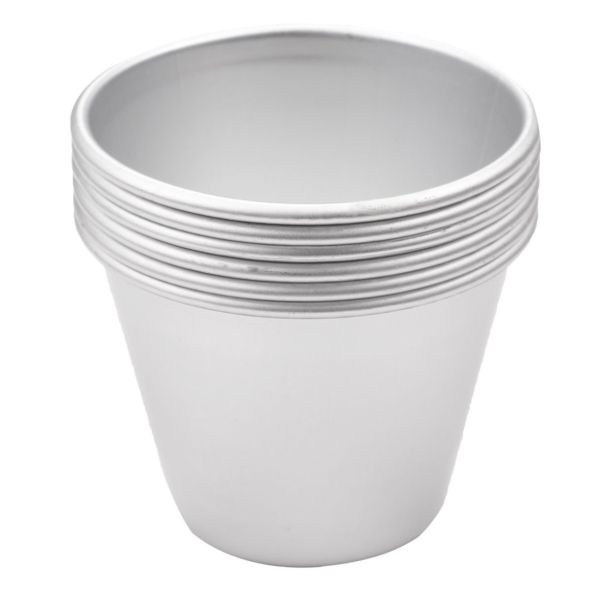 6-Pack Nonstick Mini Anodized Aluminum Pudding Cups - Chocolate Molten Lava Cake Pans, Popover Molds, Ice Cream Containers for Baking & Dessert Making (Silver, Size A) - Perfect for Home Baking, Party Treats & DIY Dessert Creations