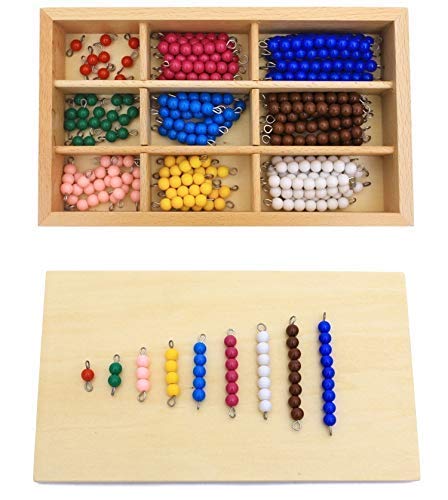 Montessori Wooden Math Learning Toys for Kids - Colorful Counting Beads & Checker Board - Early Childhood Education, Preschool Math Training - Perfect for Homeschooling & Classroom Activities