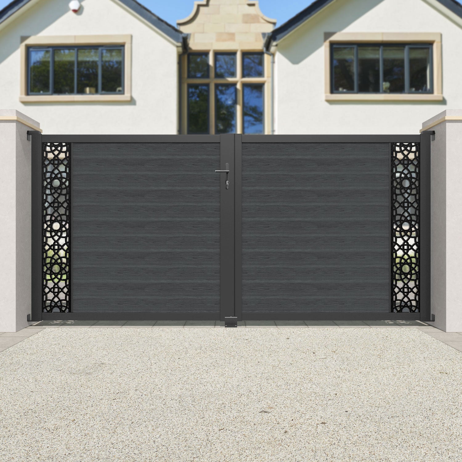 Classic Amber Straight Top Driveway Gate - Dark Grey Finish - Durable & Stylish for Home Security & Curb Appeal - Perfect for Residential Driveways, Gardens & Property Entrances