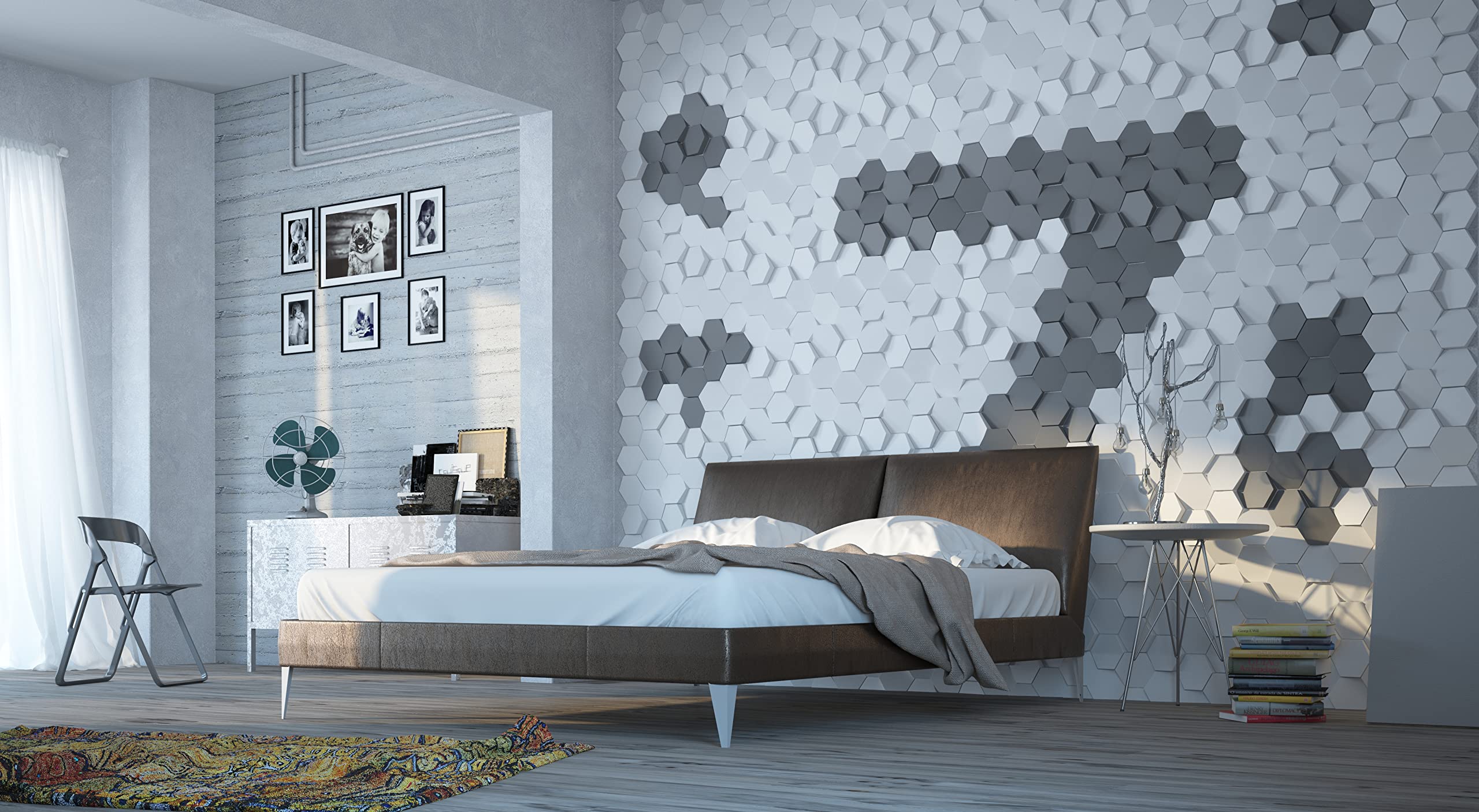 3D Wall Panels System - Modern Norm Design - Decorative Wall Tiles - Pack of 54 (White) | Perfect for Living Room, Bedroom & Office Decoration | Easy DIY Home Improvement Solution