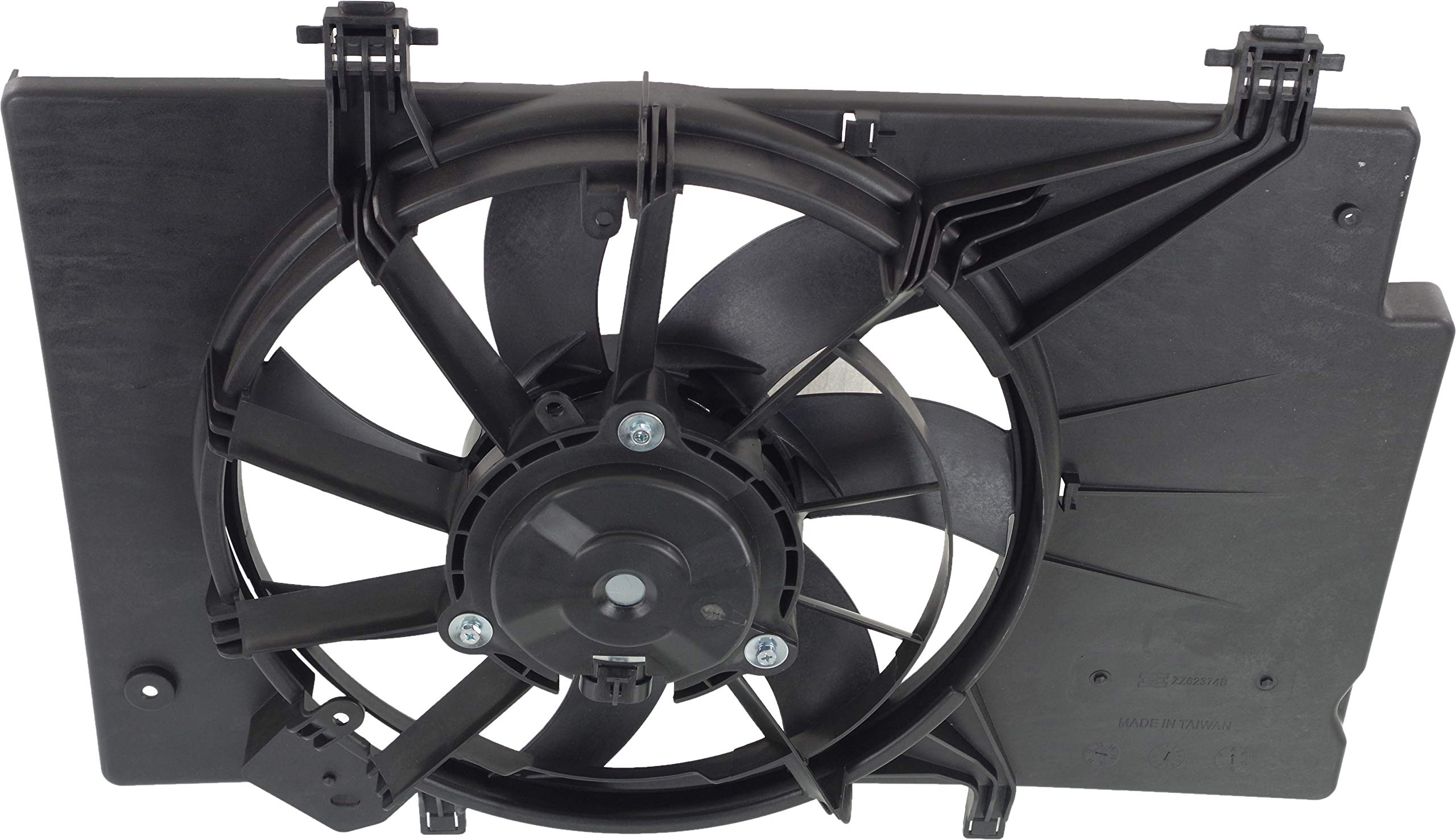 Go-Parts Radiator Fan Assembly Compatible with Ford Fiesta 2011-2019 (1.6L Engine) - Replacement Cooling Fan for 2012 2013 2014 2015 2016 2017 2018 Models (Excludes ST) - Perfect for Engine Overheating Prevention & Cooling System Repair
