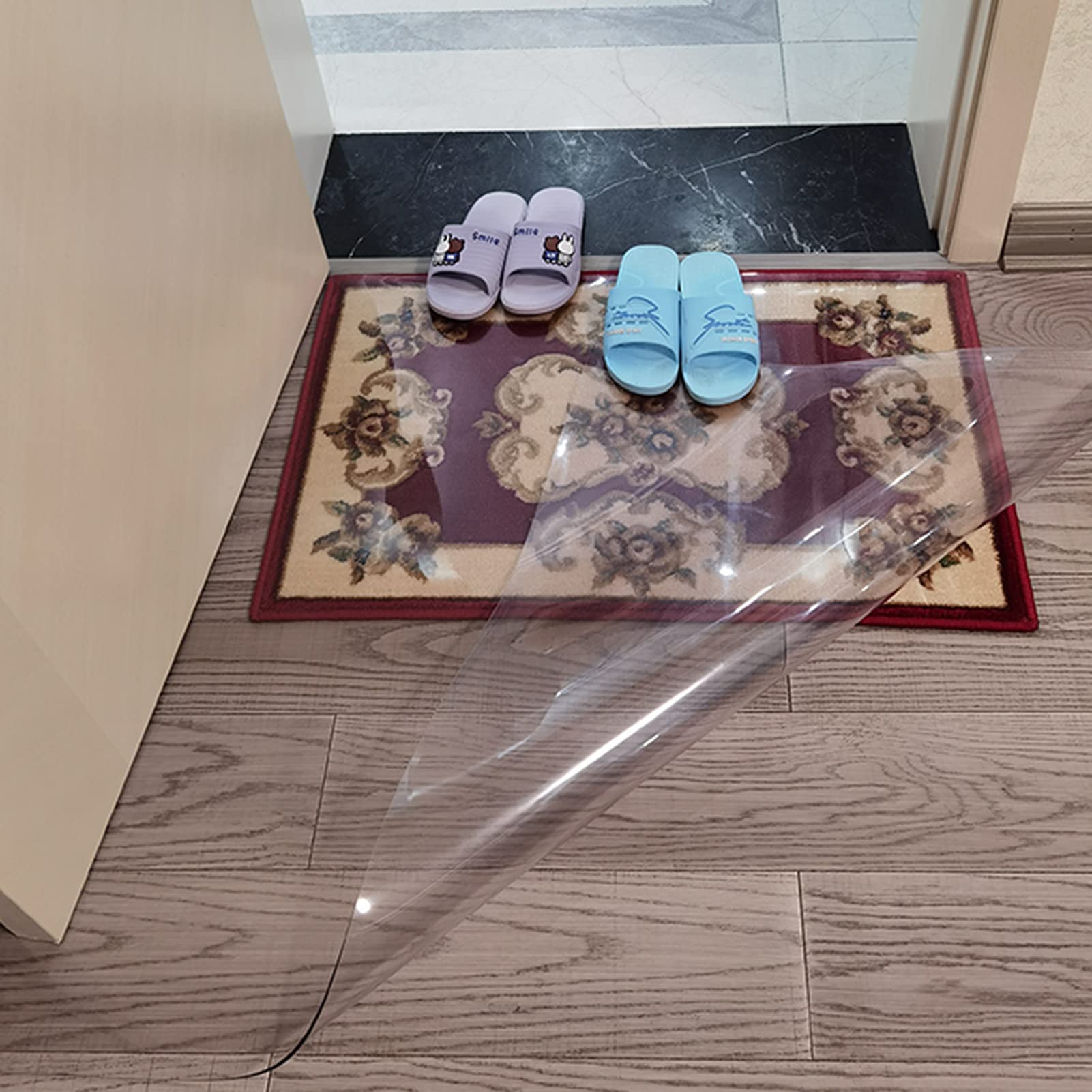 Non-Slip Clear Plastic Entry Rug Runner - 100×350cm (3.3×11.5ft) Washable Floor Protector Mat for Hardwood Floors - Perfect for Kitchen, Living Room, Dining Room & Kids Room - Easy to Clean & Maintain for Daily High-Traffic Areas