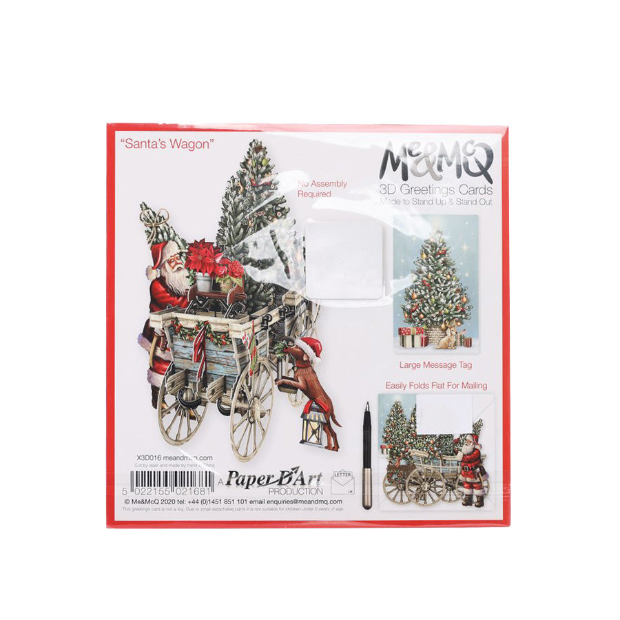 ME&MCQ Christmas Pop-Up Greeting Card - Santa's Wagon 3D Holiday Card for Festive Season | Perfect for Xmas Gifts, Home Decor & Holiday Greetings