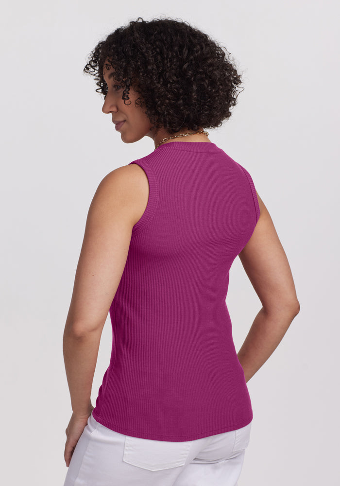 Sloane Ribbed Tank Top - Women's Stretchy Slim Fit Camisole in Jam Berry | Perfect for Layering, Casual Wear & Summer Outfits