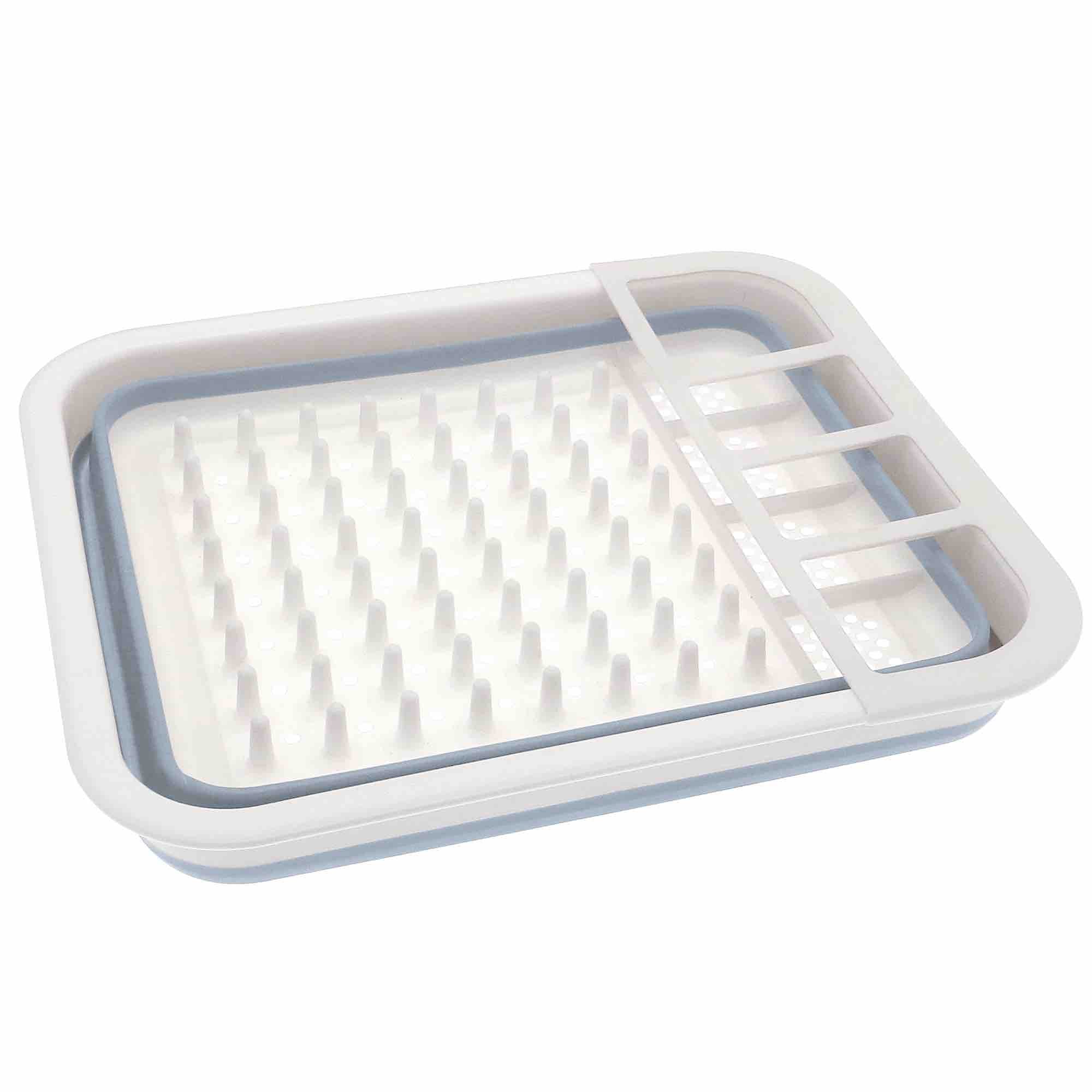 Foldable Collapsible Dish Drainer with Drying Rack - Space Saving Kitchen Organizer for Sink Countertop - Perfect for Small Apartments, RVs & Camping